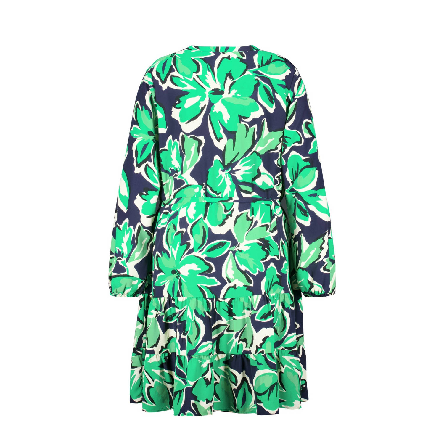 MS Mode gebloemde blousejurk groen donkerblauw ecru