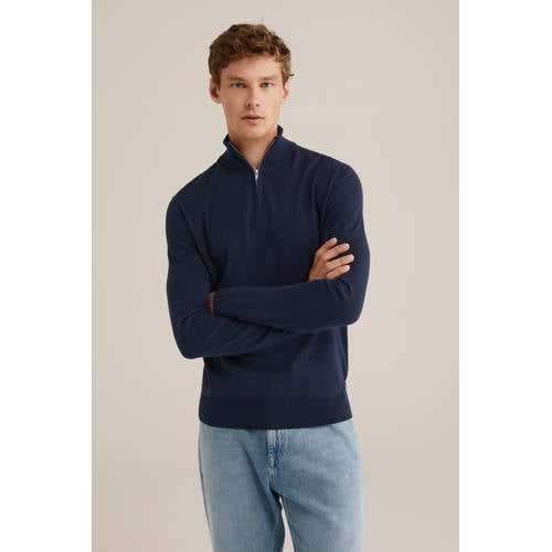 WE Fashion gebreide trui donkerblauw afbeelding