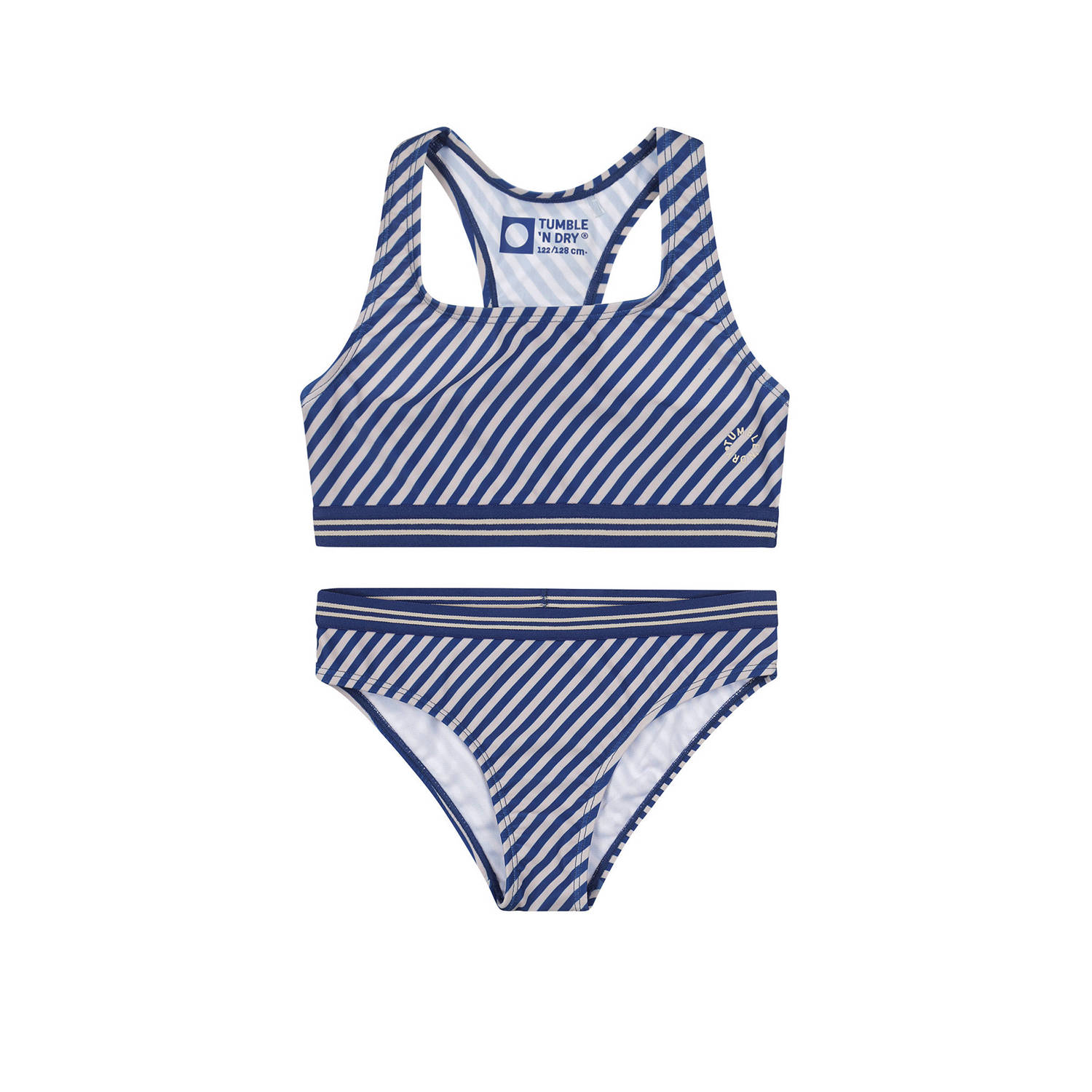 Tumble 'n Dry crop bikini Sol donkerblauw lichtroze Meisjes Gerecycled polyester 122 128