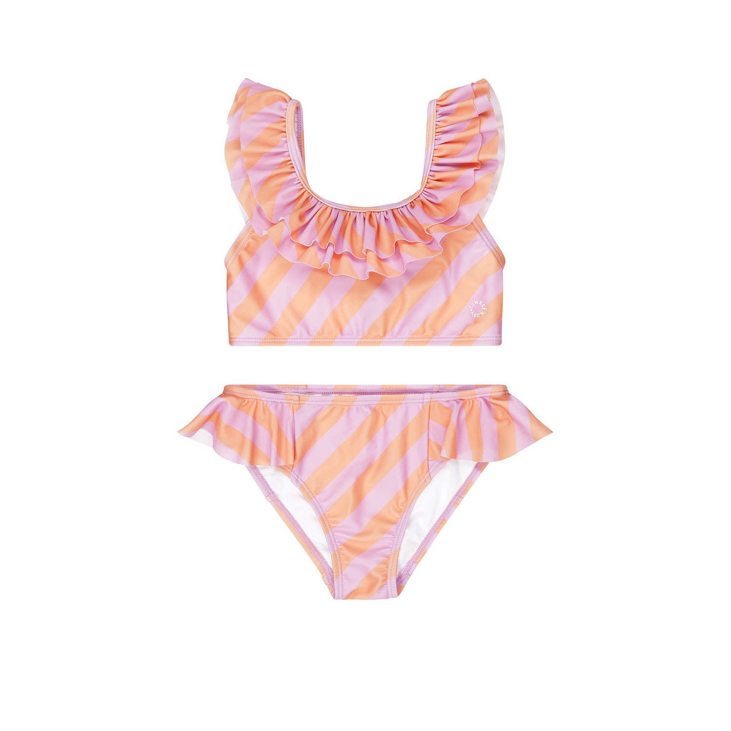 Tumble 'n Dry crop bikini Sundown met ruches oranje roze Meisjes Polyester 110 116