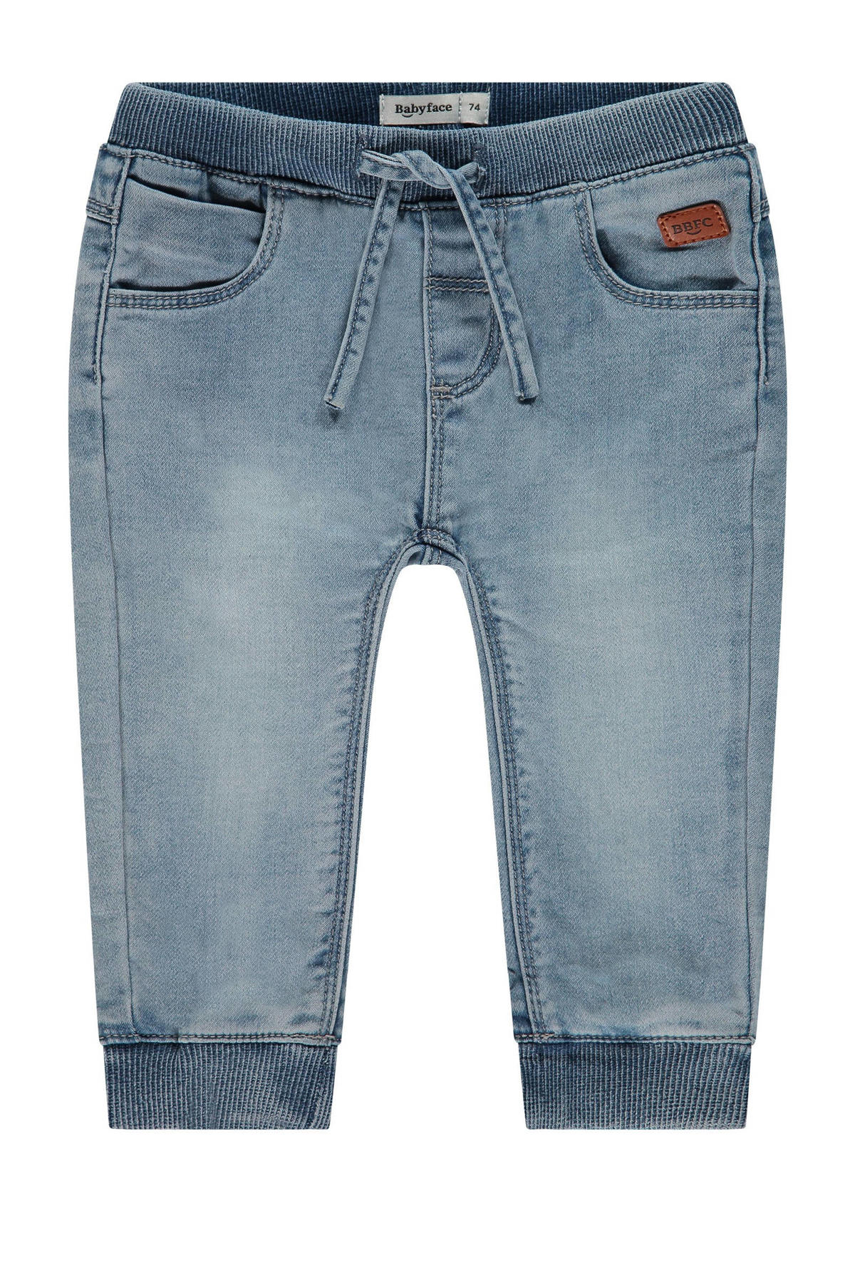 Babyhug Cotton Denim Full Length Washed Joggers With Stretch - Blue main image 1