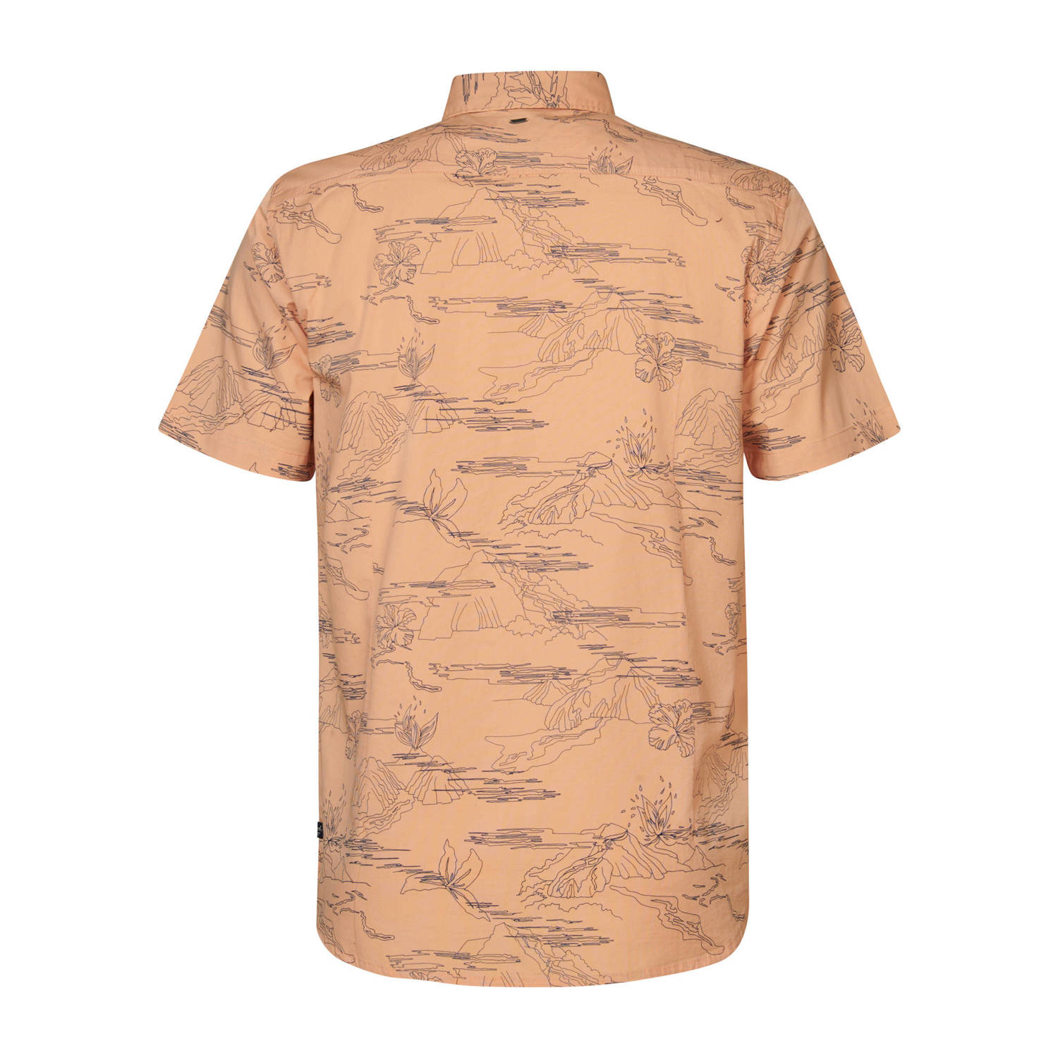 Petrol Industries slim fit overhemd Highway met all over print peach