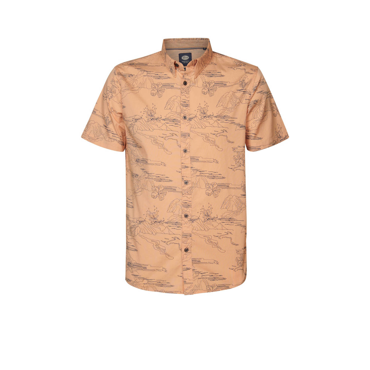 Petrol Industries slim fit overhemd Highway met all over print peach