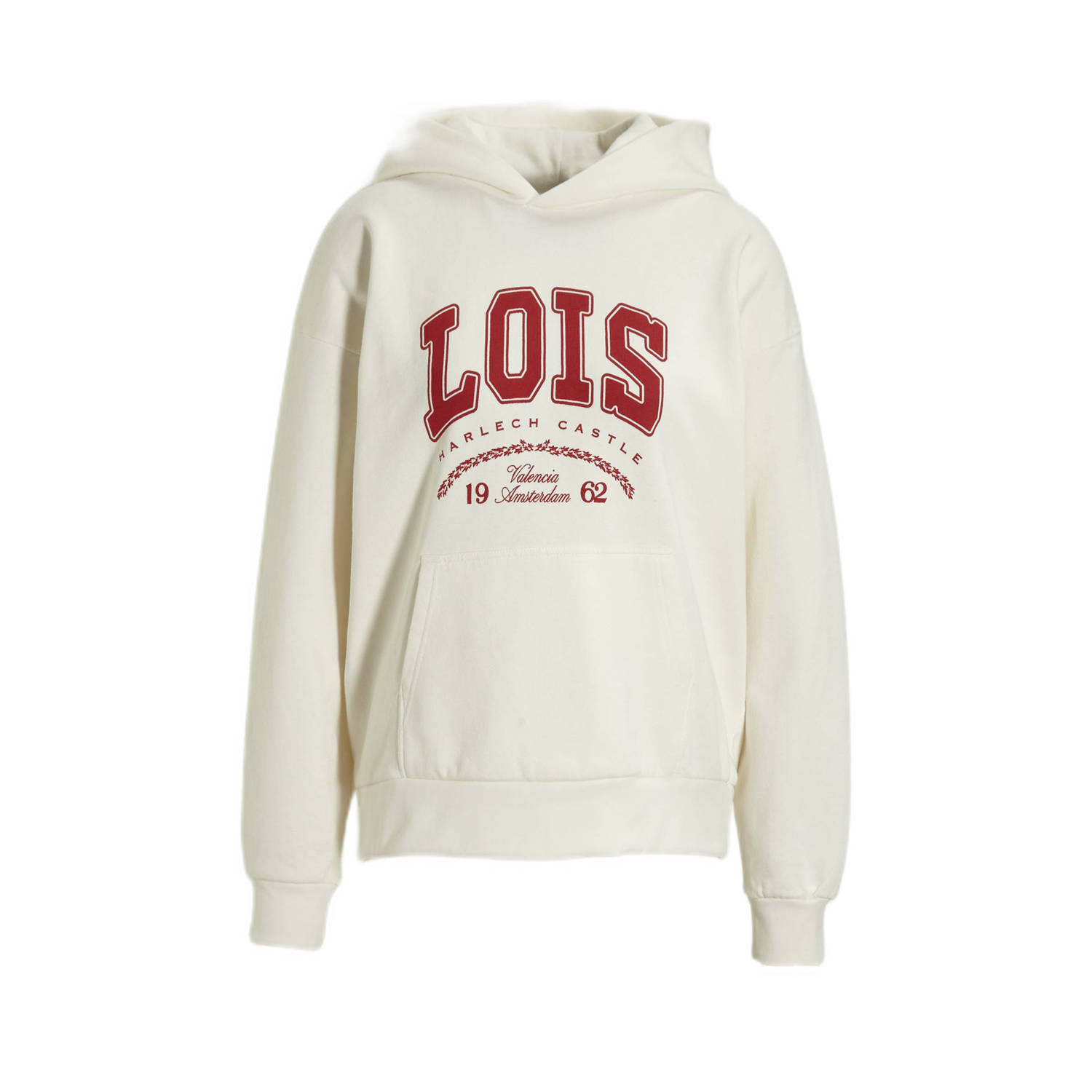 Lois hoodie Mae met logo gebroken wit