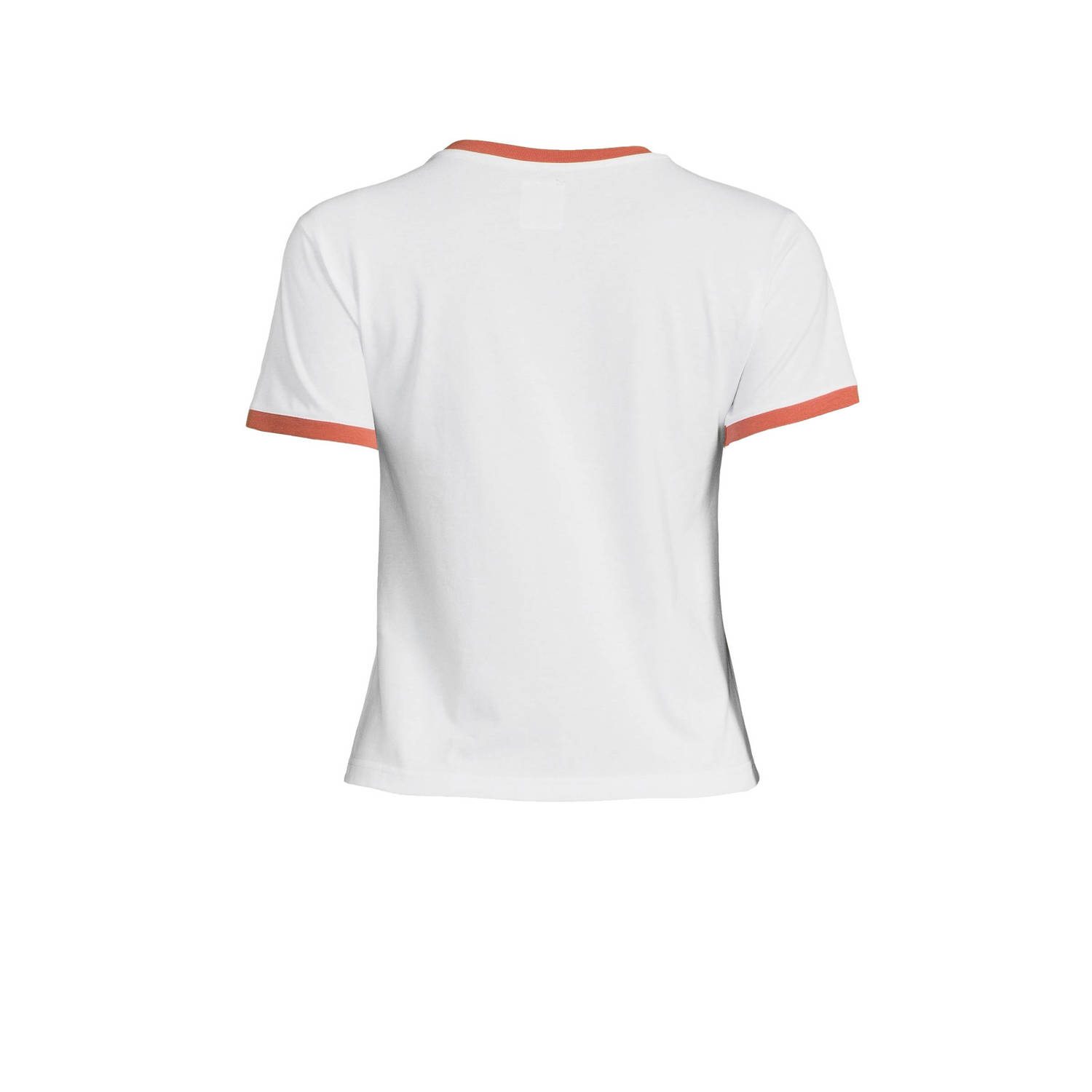 Lois T-shirt Emma met contrastbies wit oranje