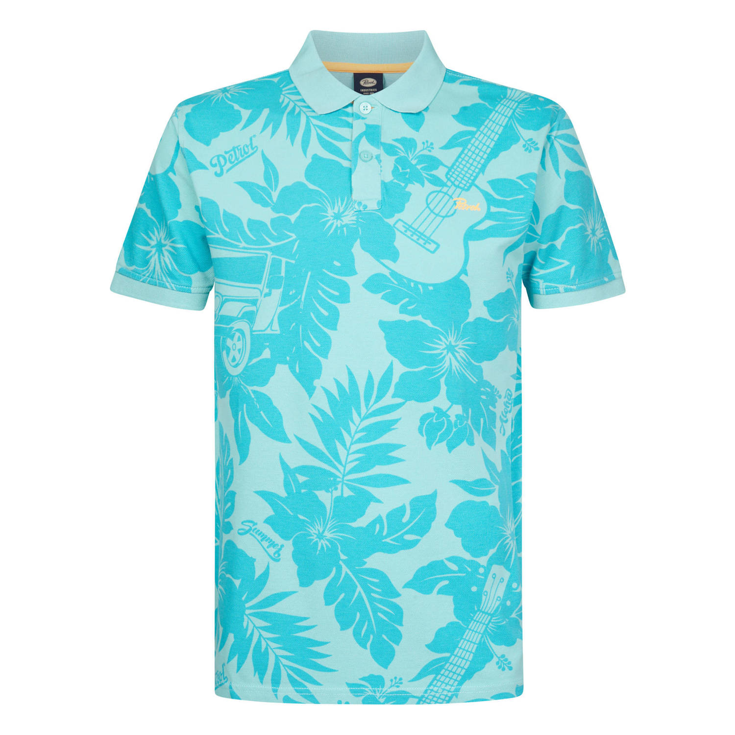 Petrol Industries polo Verdant met all over print aqua