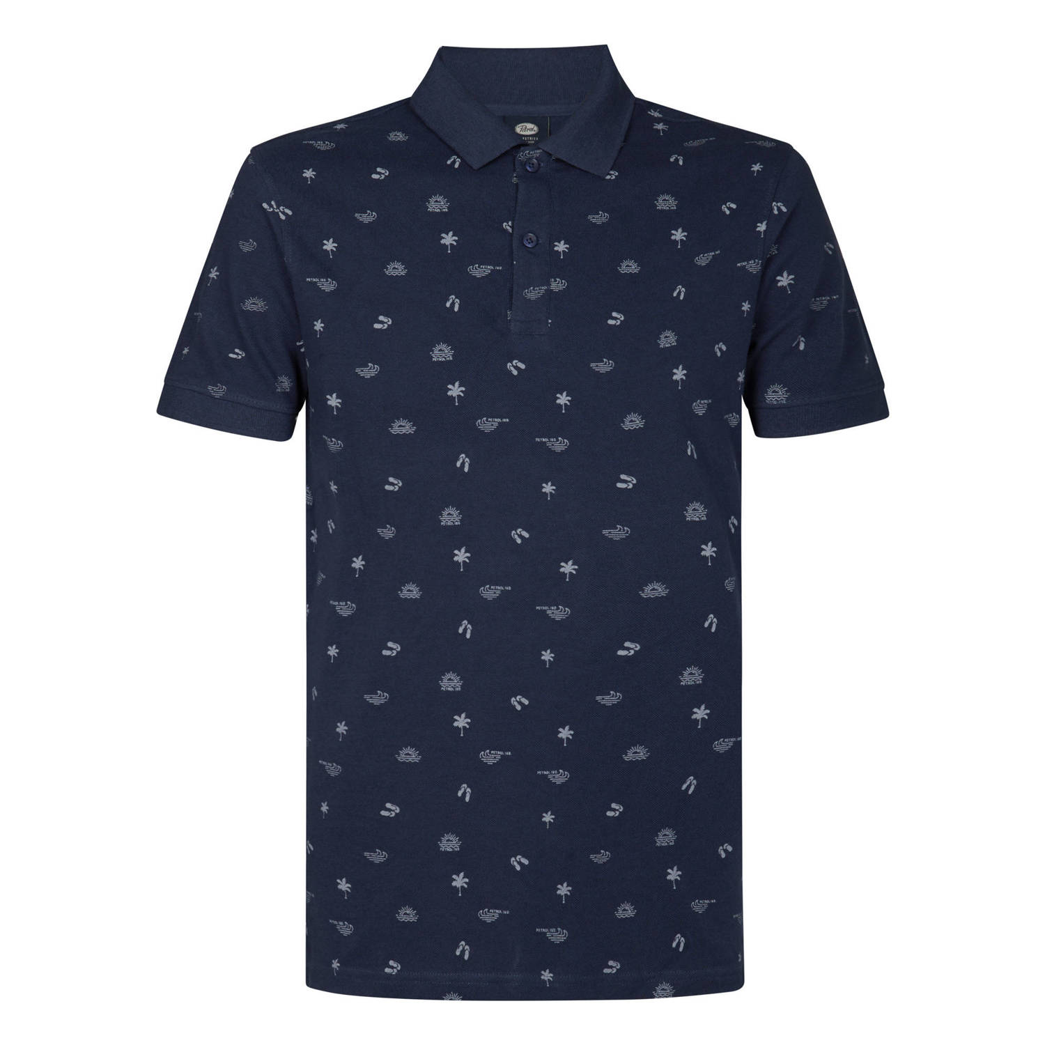Petrol Industries polo Outer banks met all over print petrol blue
