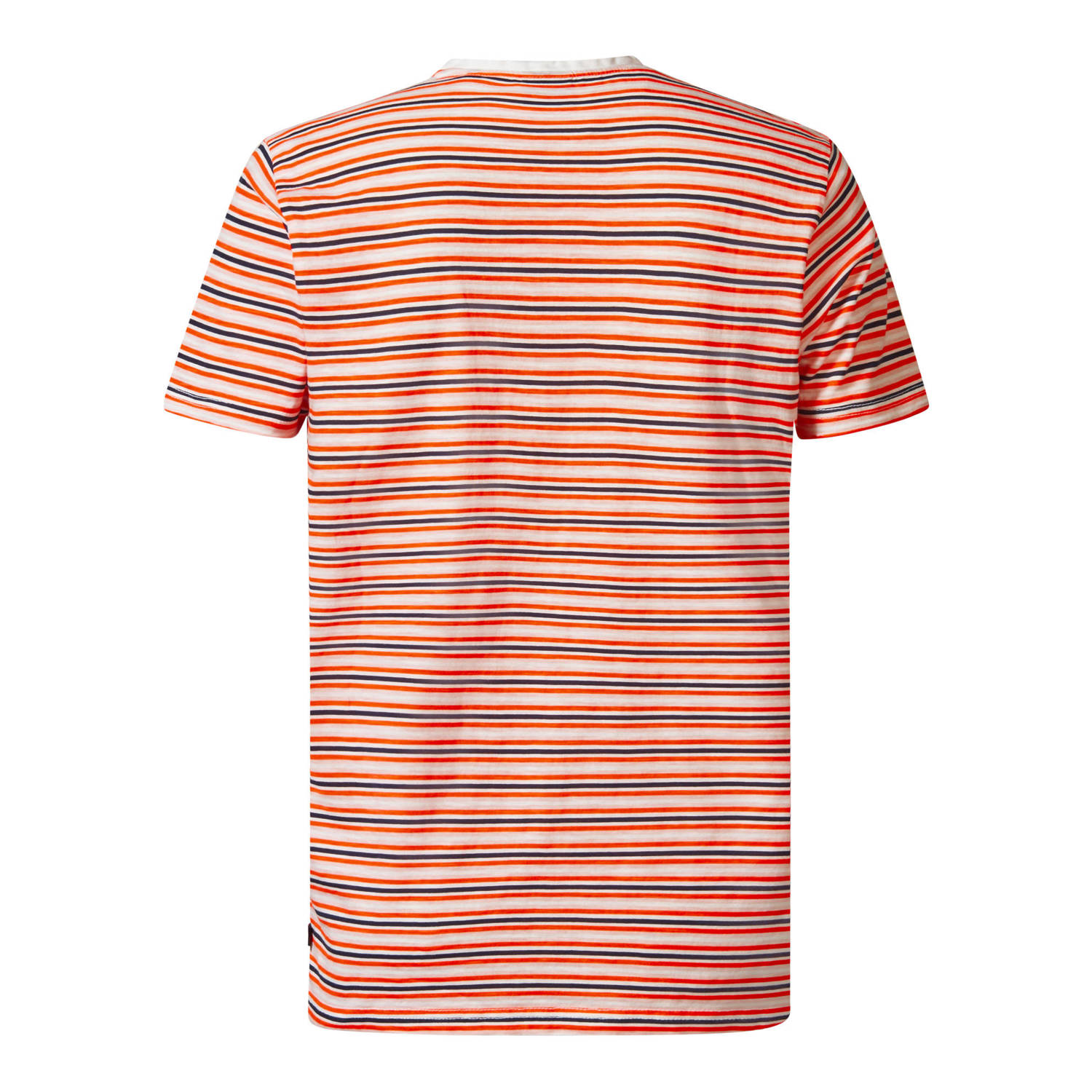 Petrol Industries gestreept slim fit T-shirt Seabrook fiery coral