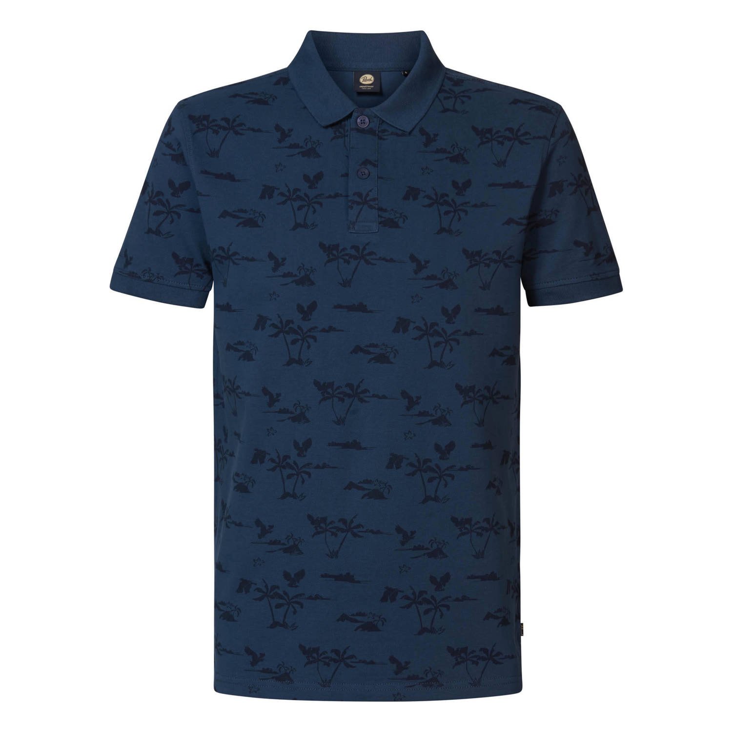 Petrol Industries polo Sway met all over print petrol blue