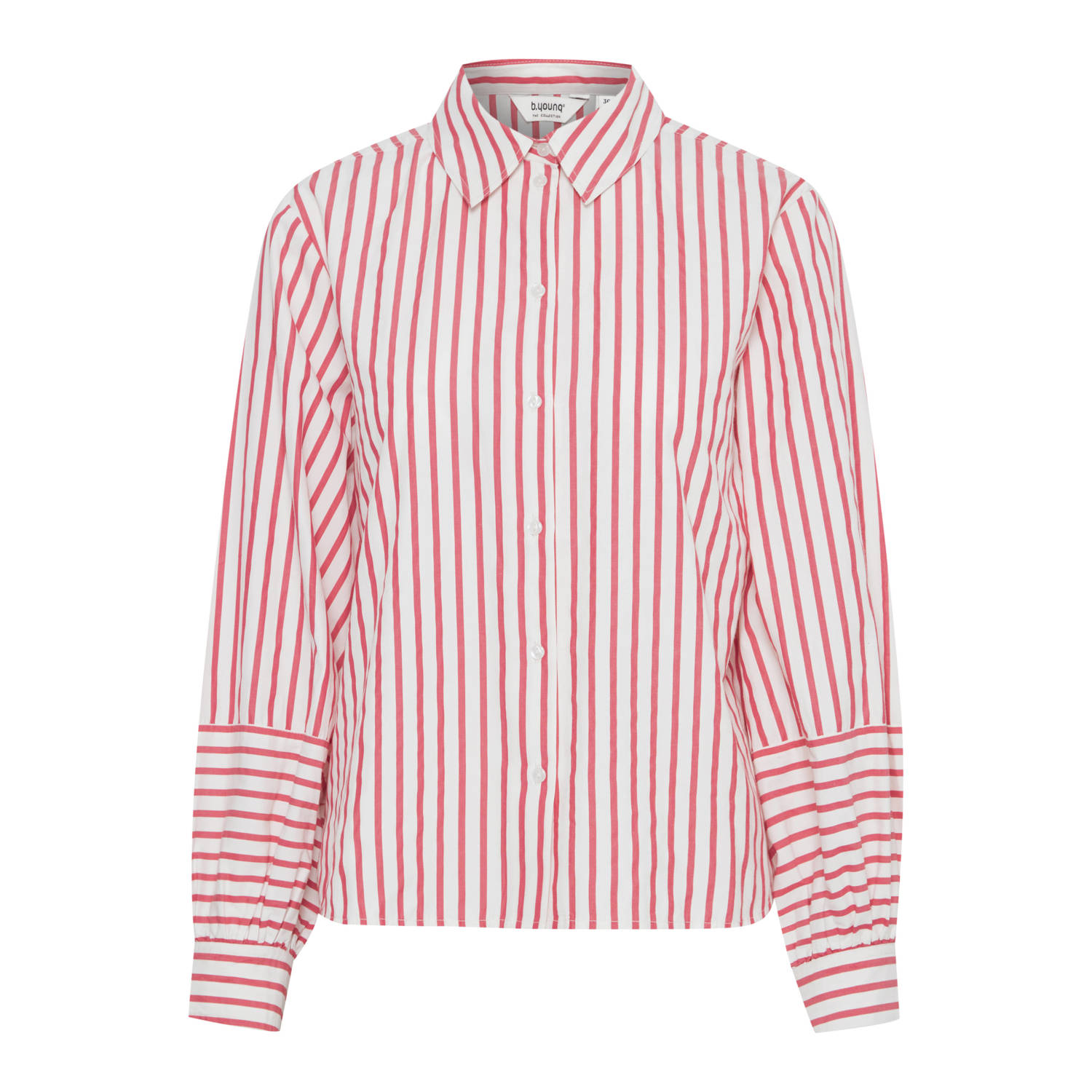B.Young gestreepte blouse BYFENTO koraalrood wit