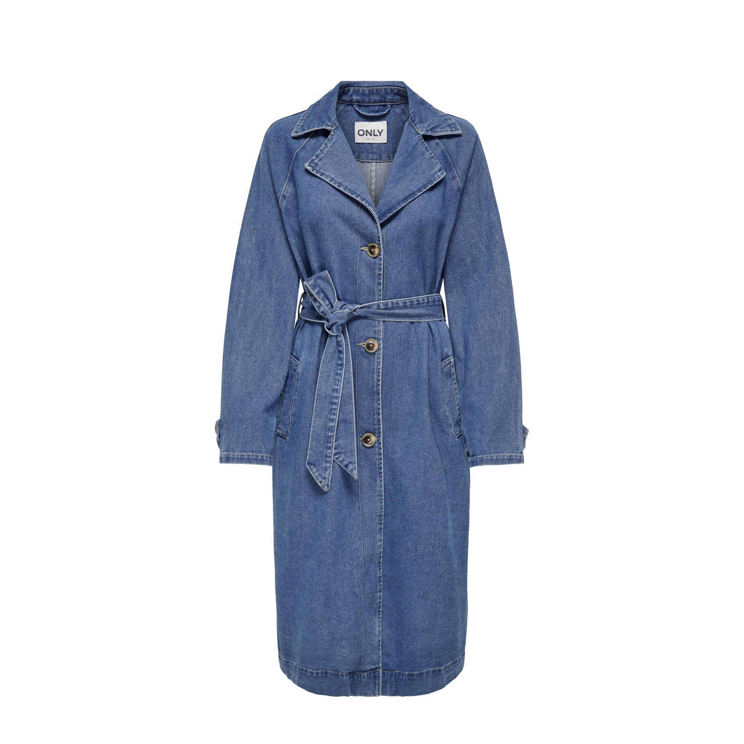 ONLY trenchcoat jas ONLMALOU medium blue denim