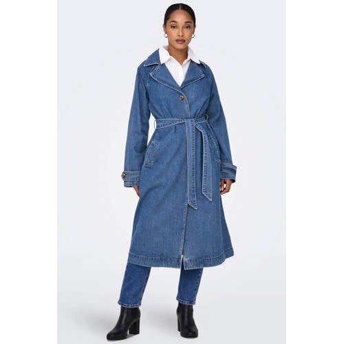 ONLY trenchcoat jas ONLMALOU medium blue denim afbeelding
