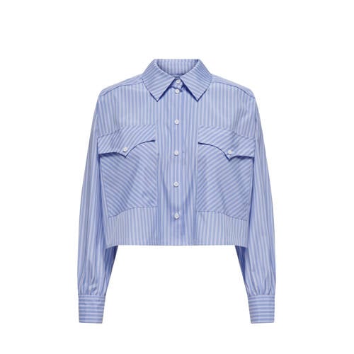 ONLY gestreepte blouse ONLNOVIA blauw/ wit