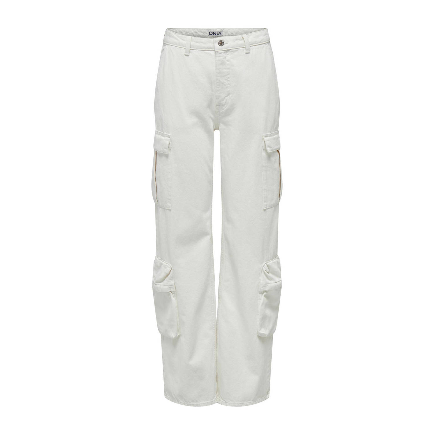 ONLY high waist wide leg cargobroek ONLRINGO wit