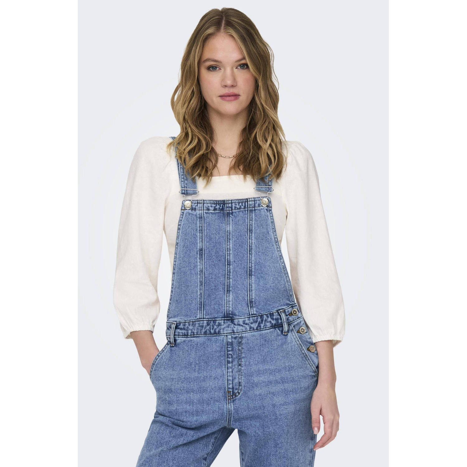 ONLY slim fit tuinbroek ONLPERCY medium blue denim
