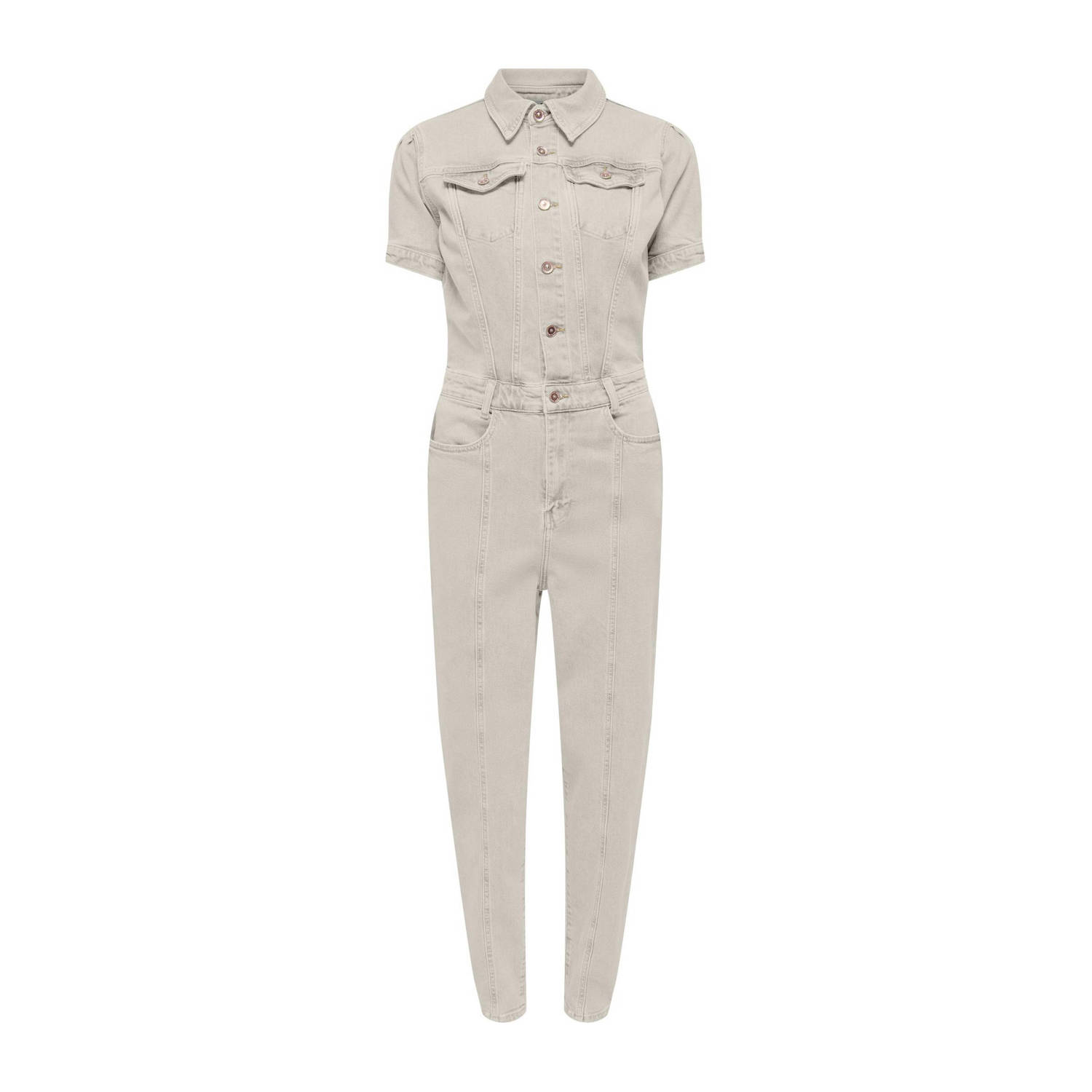Only Denim Jumpsuit Ecru Beige Dames