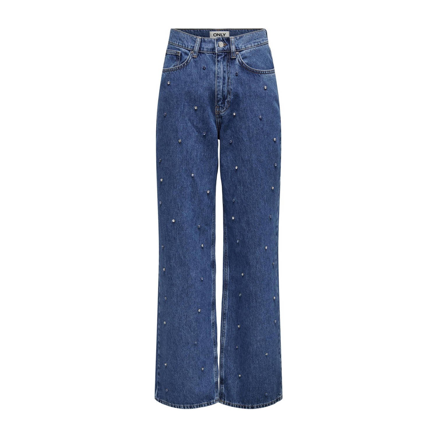 ONLY high waist wide leg jeans ONLHOPE medium blue denim