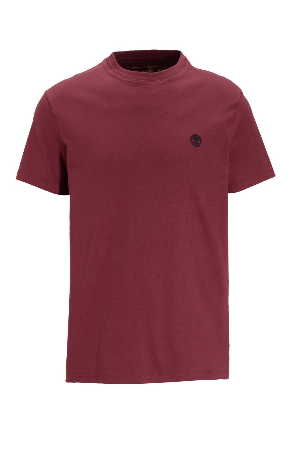 Rode heren Timberland slim fit T-shirt van katoen met logo dessin, korte mouwen en ronde hals