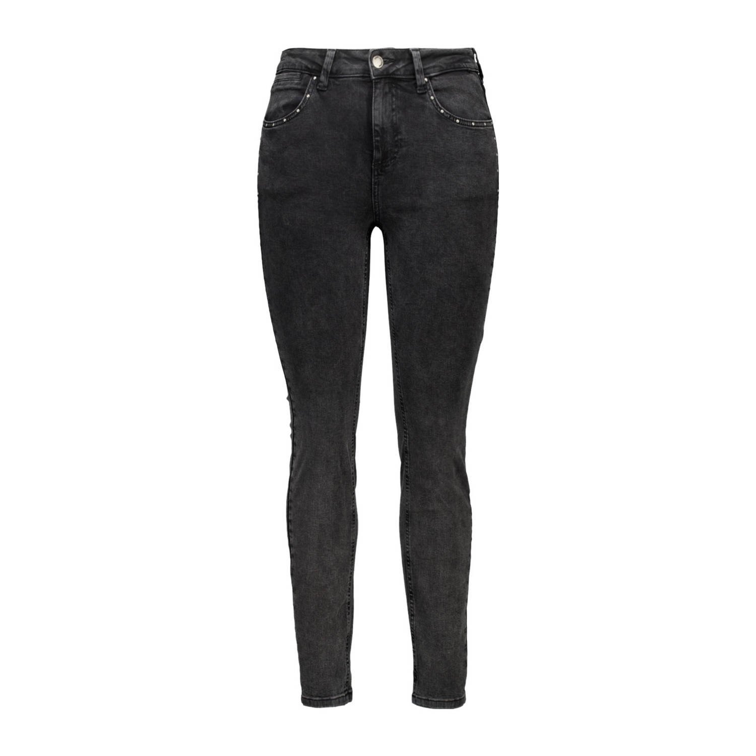 MS Mode slim fit jeans met studs grey denim
