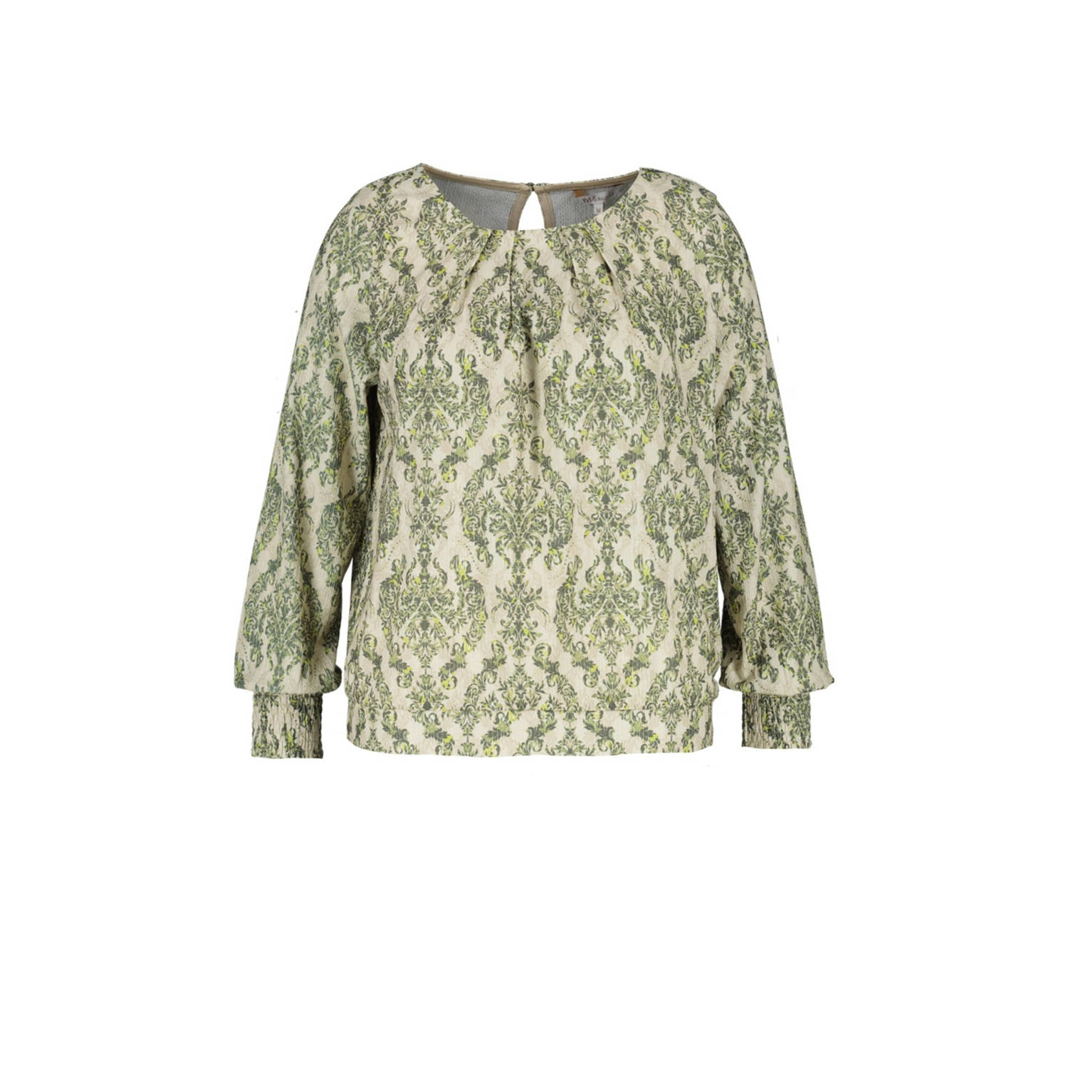 MS Mode blousetop met paisleyprint groen limegroen beige
