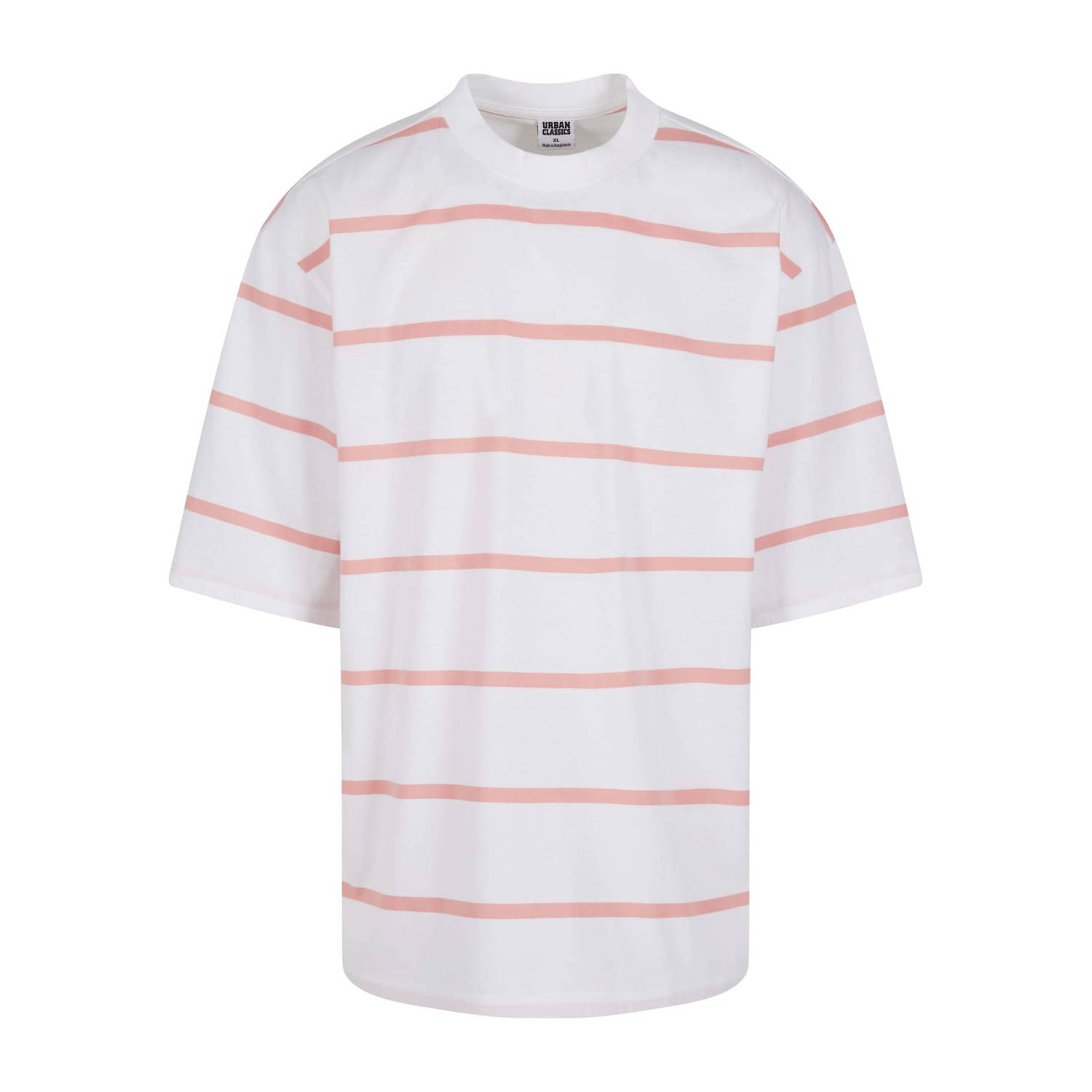 Urban Classics gestreept T-shirt white lemonadepink