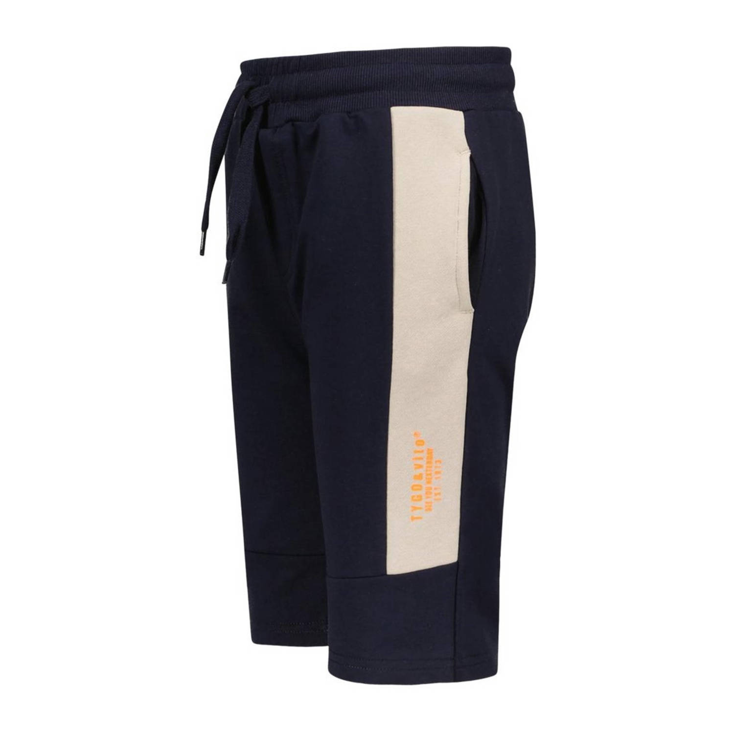 TYGO & vito regular fit sweatshort Barry donkerblauw beige