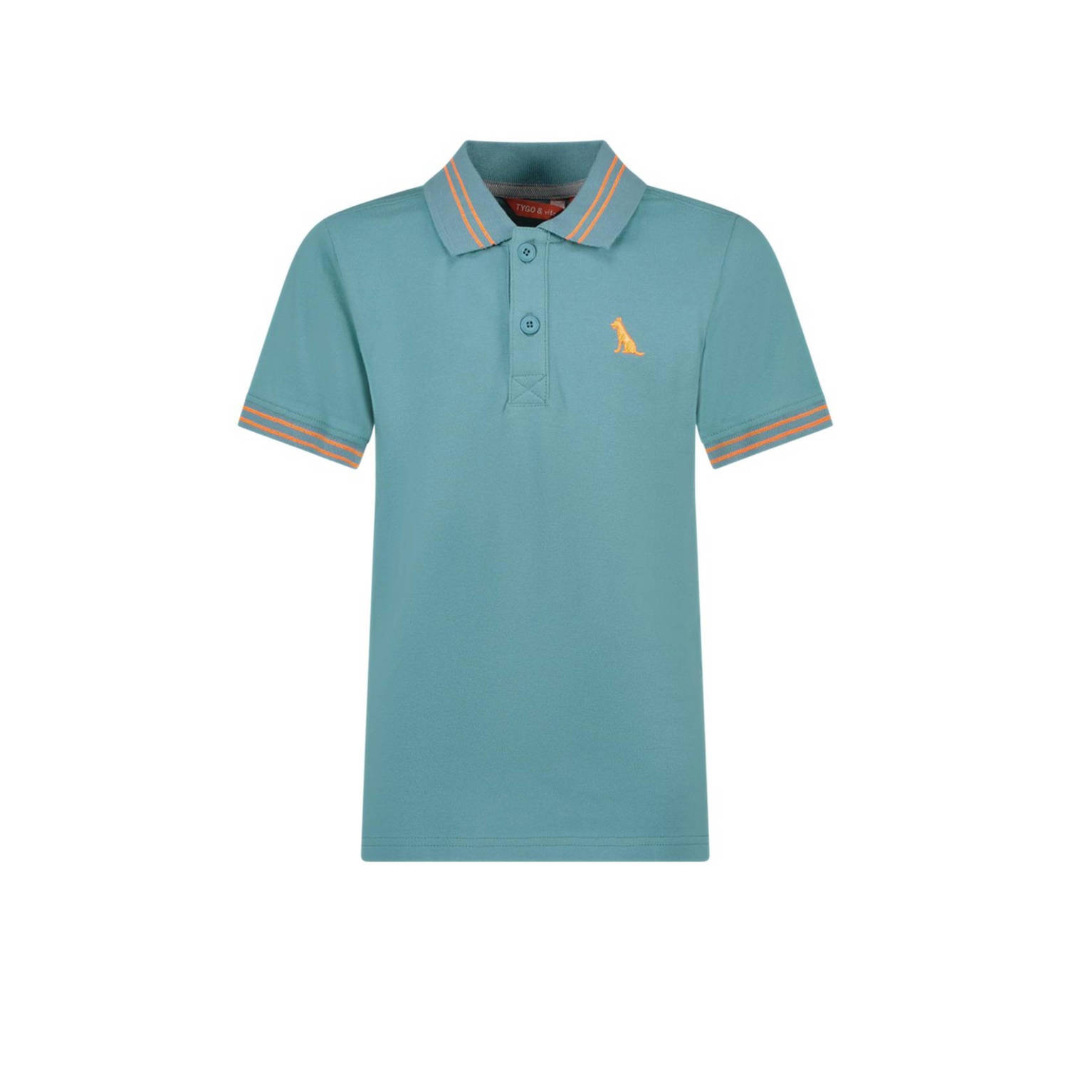 TYGO & vito polo Milan aqua blauw oiranje Jongens Biologisch katoen Polokraag 122 128