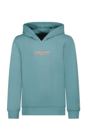 hoodie Hugo met logo aqua blauw