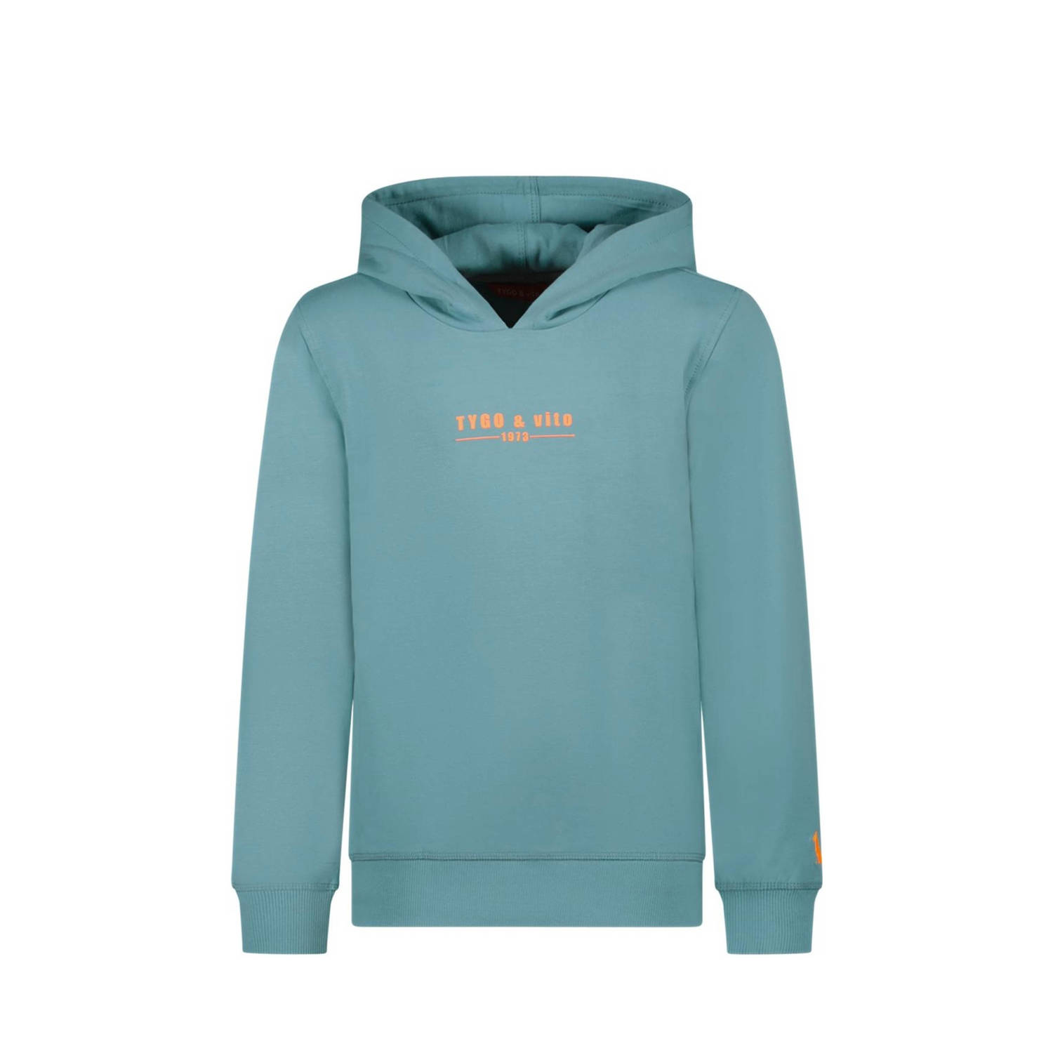 TYGO & vito hoodie Hugo met logo aqua blauw Sweater Logo 110 116