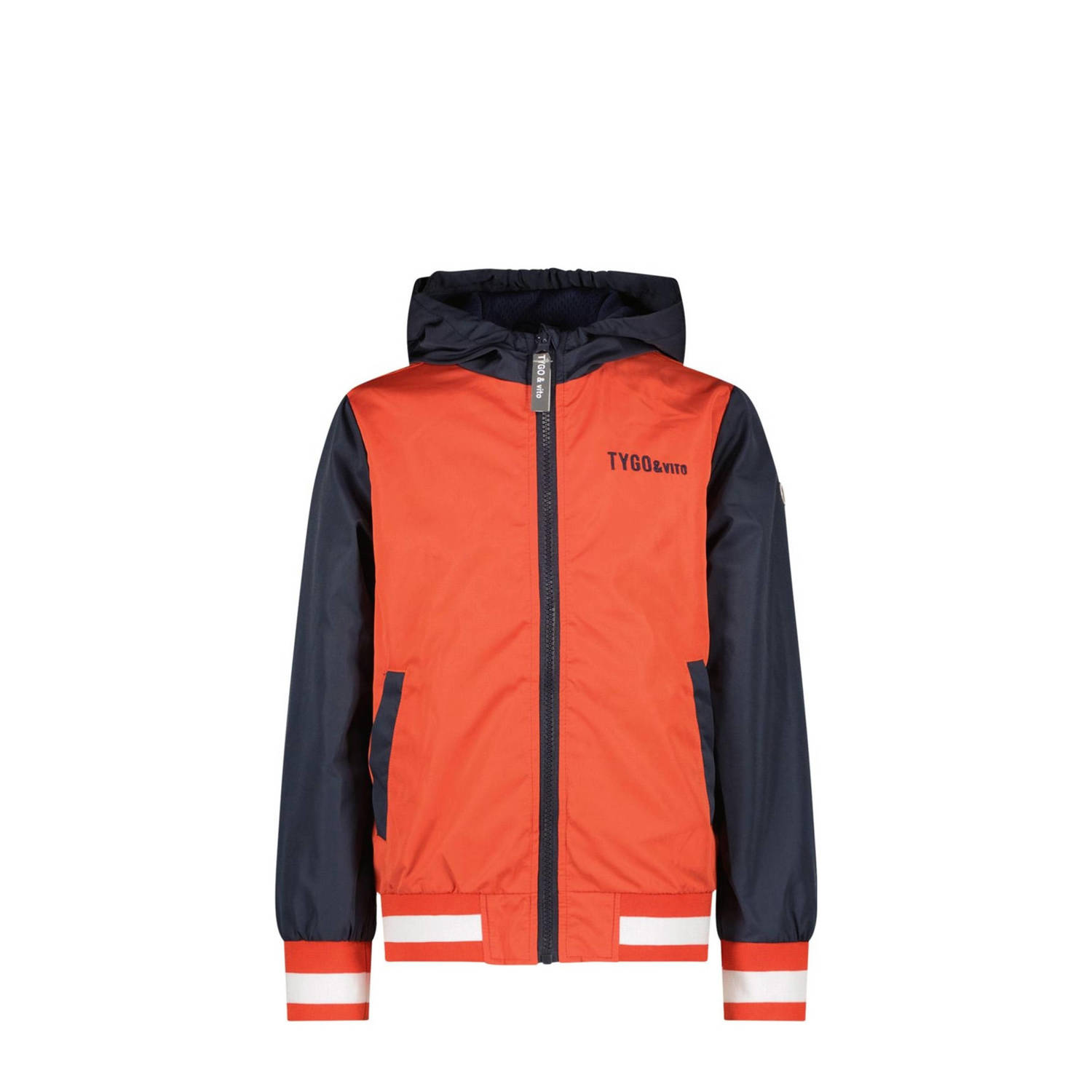 TYGO & vito zomerjas Jennoah rood donkerblauw Jongens Gerecycled polyester Capuchon 92