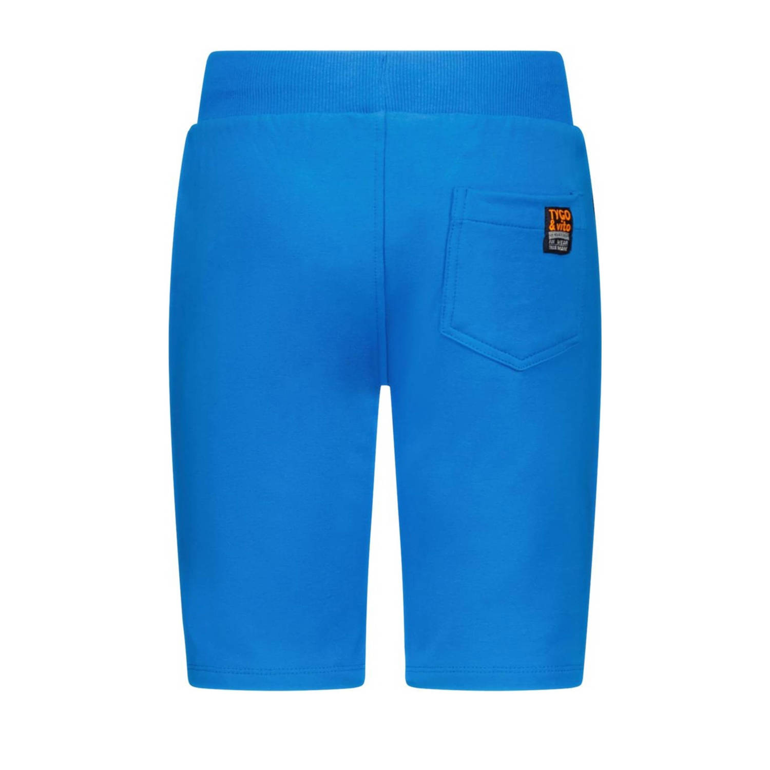 TYGO & vito slim fit sweatshort Bing met zijstreep hardblauw