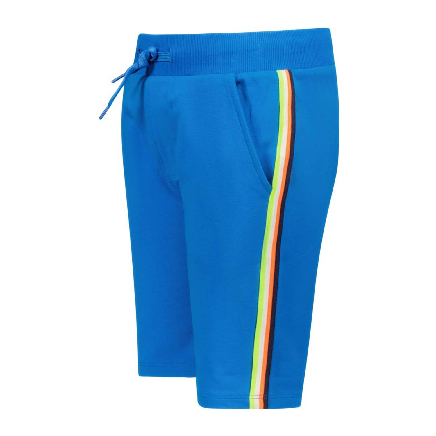 TYGO & vito slim fit sweatshort Bing met zijstreep hardblauw