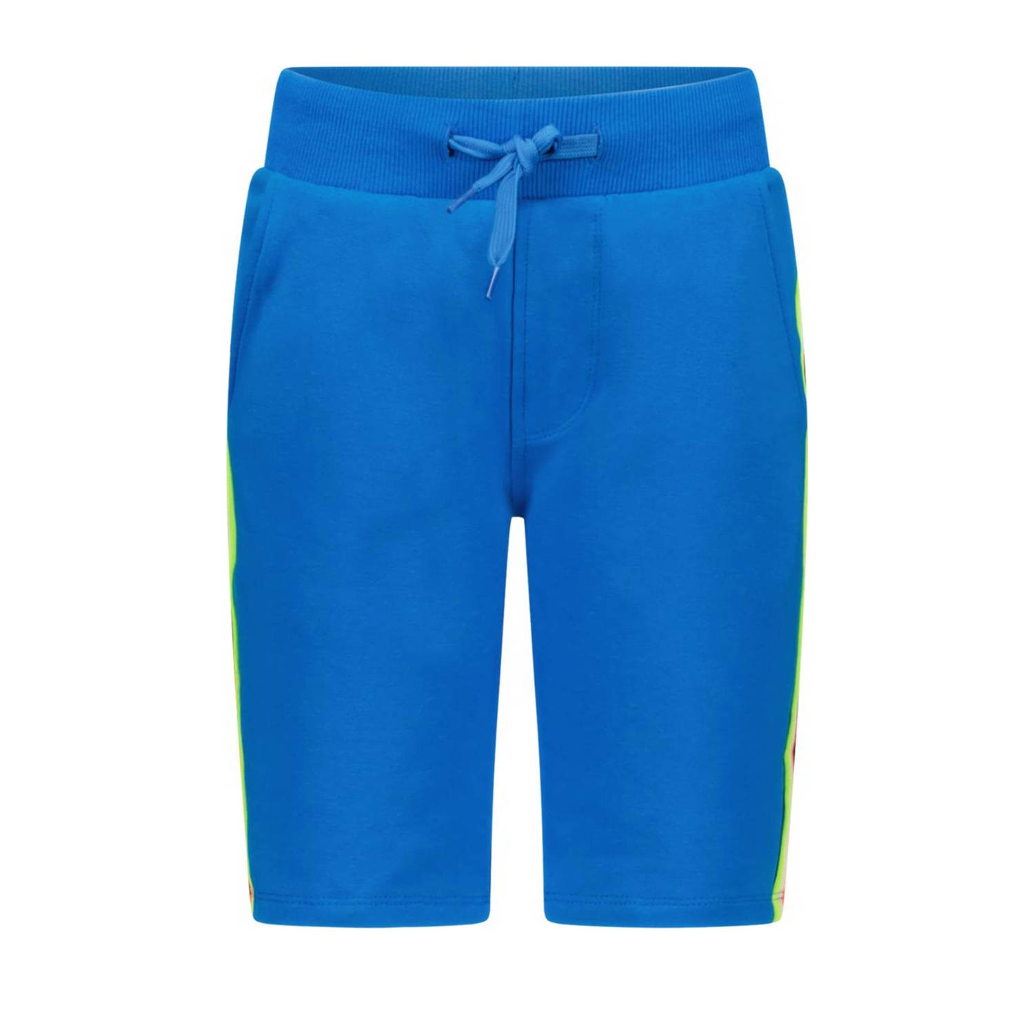 TYGO & vito slim fit sweatshort Bing met zijstreep hardblauw Korte broek Jongens Stretchkatoen 122 128