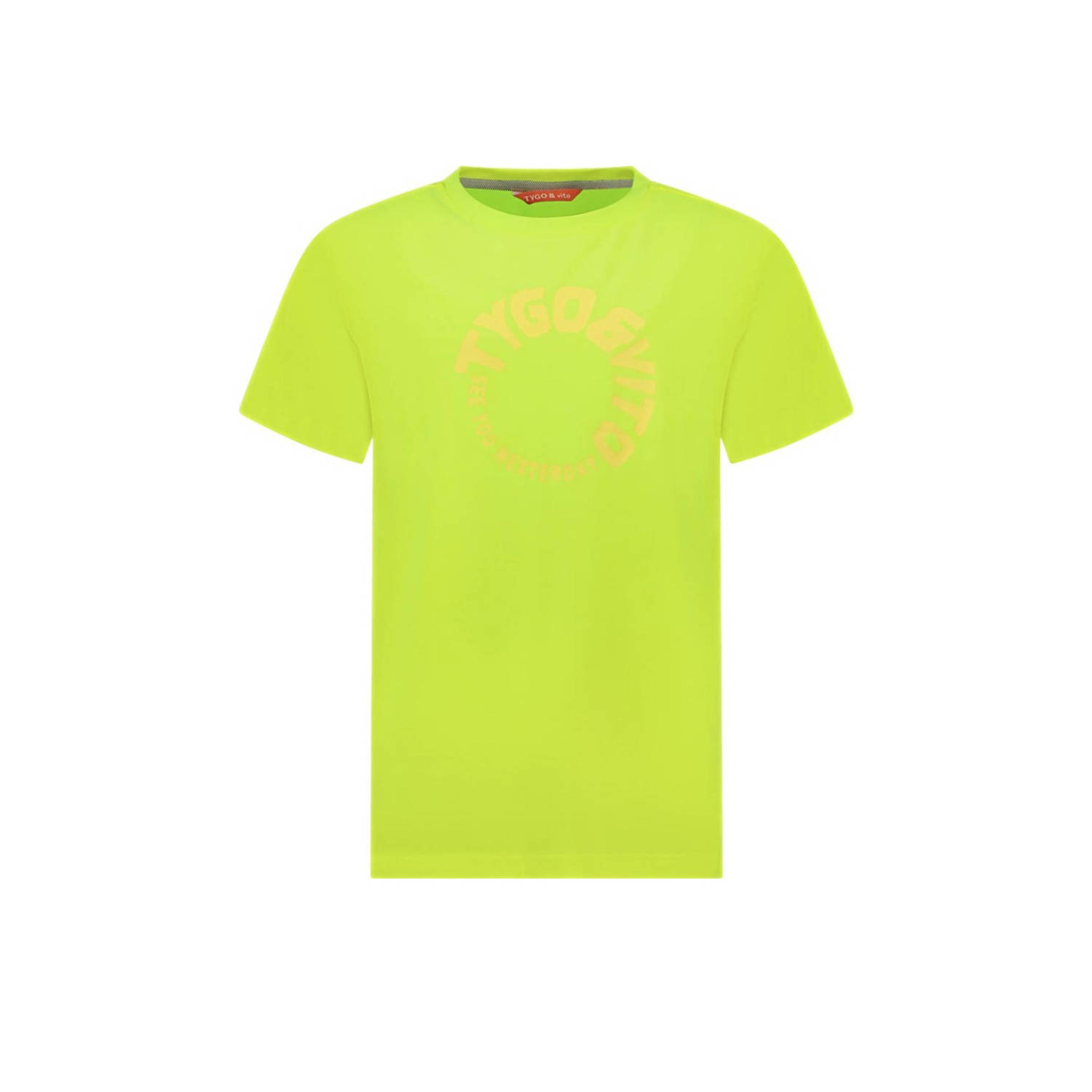 TYGO & vito T-shirt James met logo neongeel