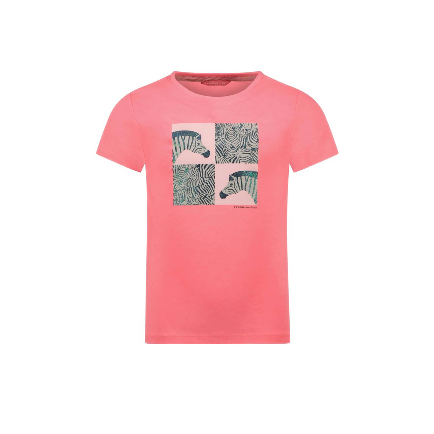 TYGO & vito T-shirt met printopdruk zoetroze Meisjes Polyester Ronde hals 110 116