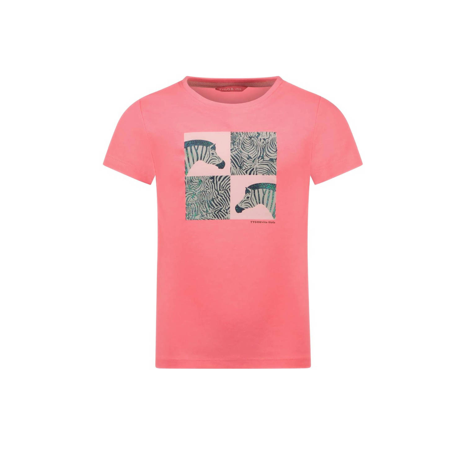 TYGO & vito T-shirt met printopdruk zoetroze Meisjes Polyester Ronde hals 110 116