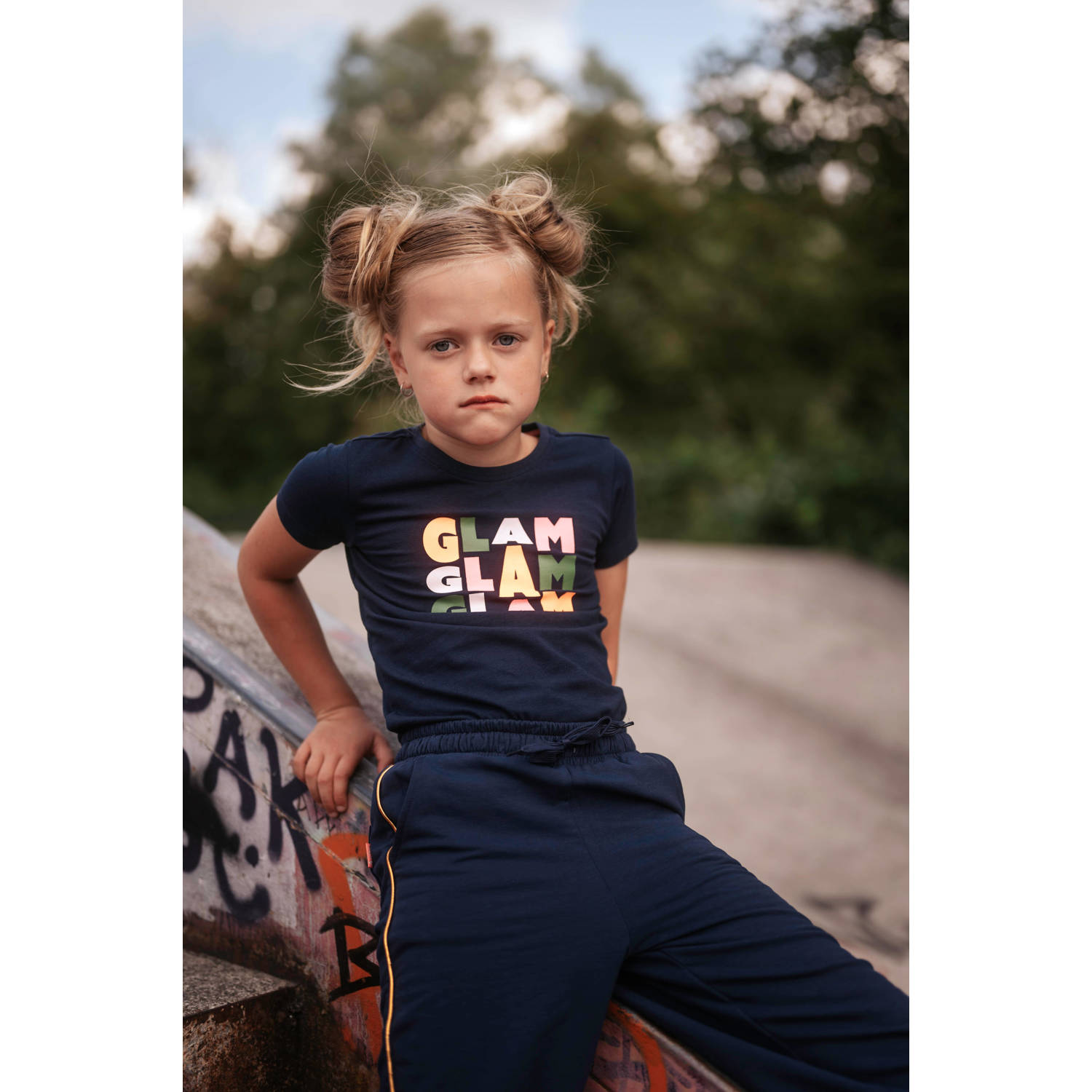 TYGO & vito T-shirt Jayla met tekst donkerblauw