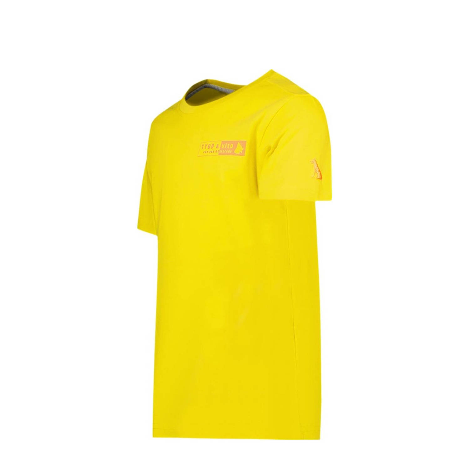 TYGO & vito T-shirt Tijn met printopdruk felgeel