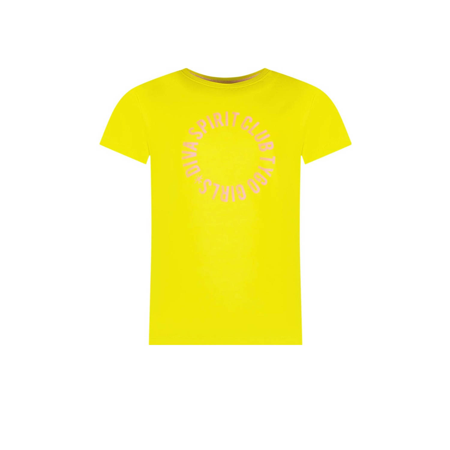 TYGO & vito T-shirt Jayla met tekst felgeel Meisjes Biologisch katoen Ronde hals 92