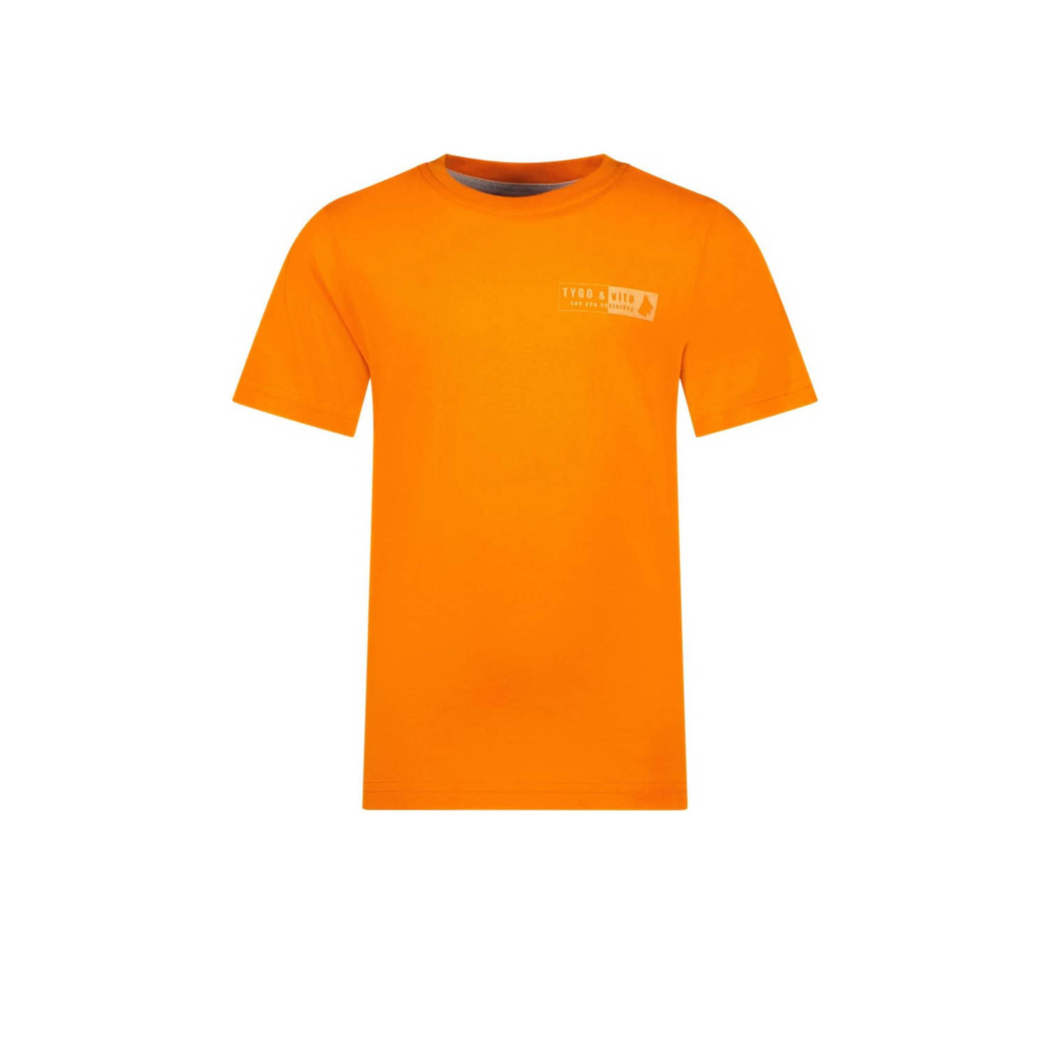 TYGO & vito T-shirt Tijn met printopdruk oranje Jongens Biologisch katoen Ronde hals 98 104