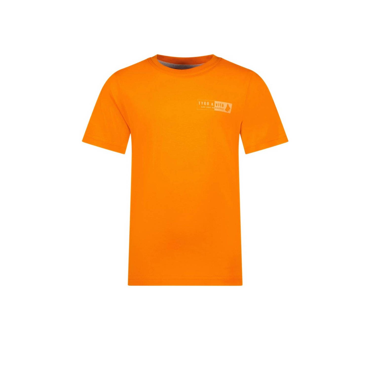 TYGO & vito T-shirt Tijn met printopdruk oranje Jongens Biologisch katoen Ronde hals 110 116
