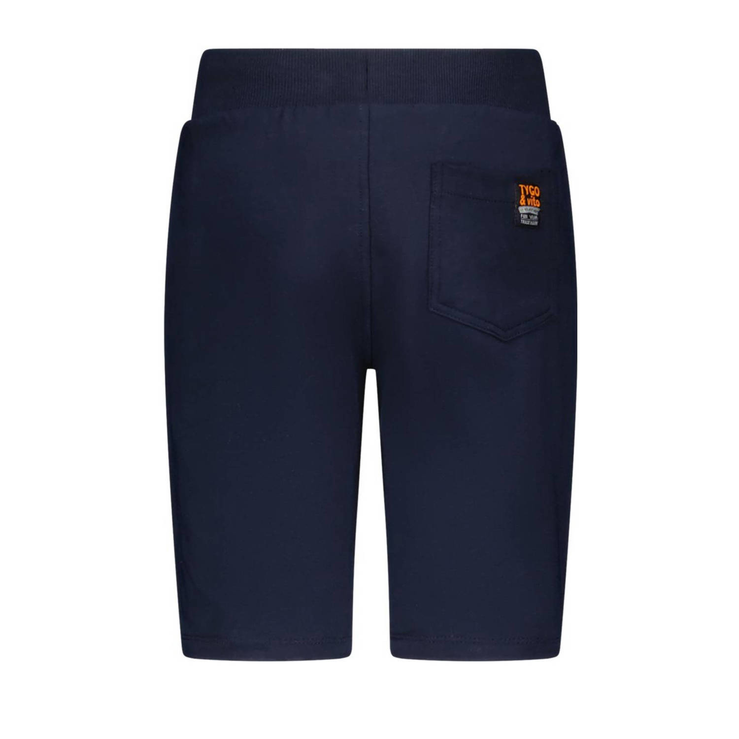 TYGO & vito slim fit sweatshort Bing met zijstreep donkerblauw