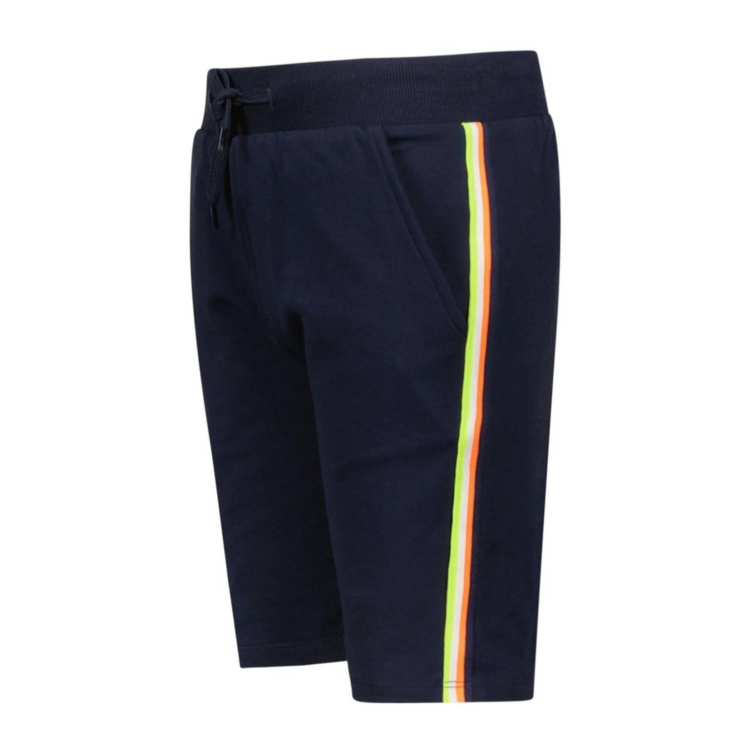 TYGO & vito slim fit sweatshort Bing met zijstreep donkerblauw