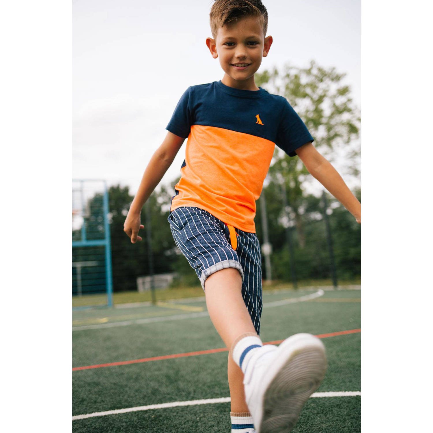 TYGO & vito gestreepte regular fit casual short Billy donkerblauw