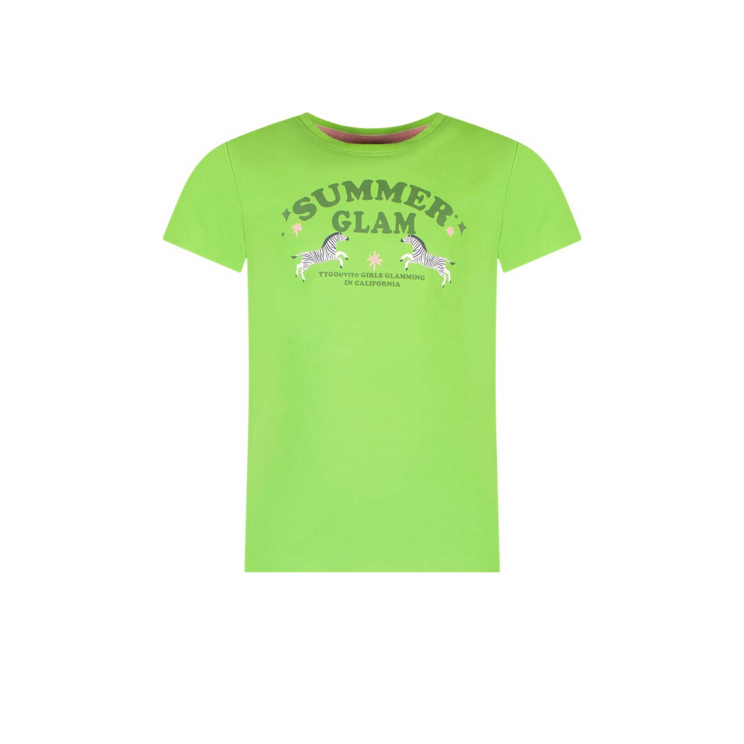 TYGO & vito T-shirt Jayla met tekst felgroen Meisjes Biologisch katoen Ronde hals 122 128