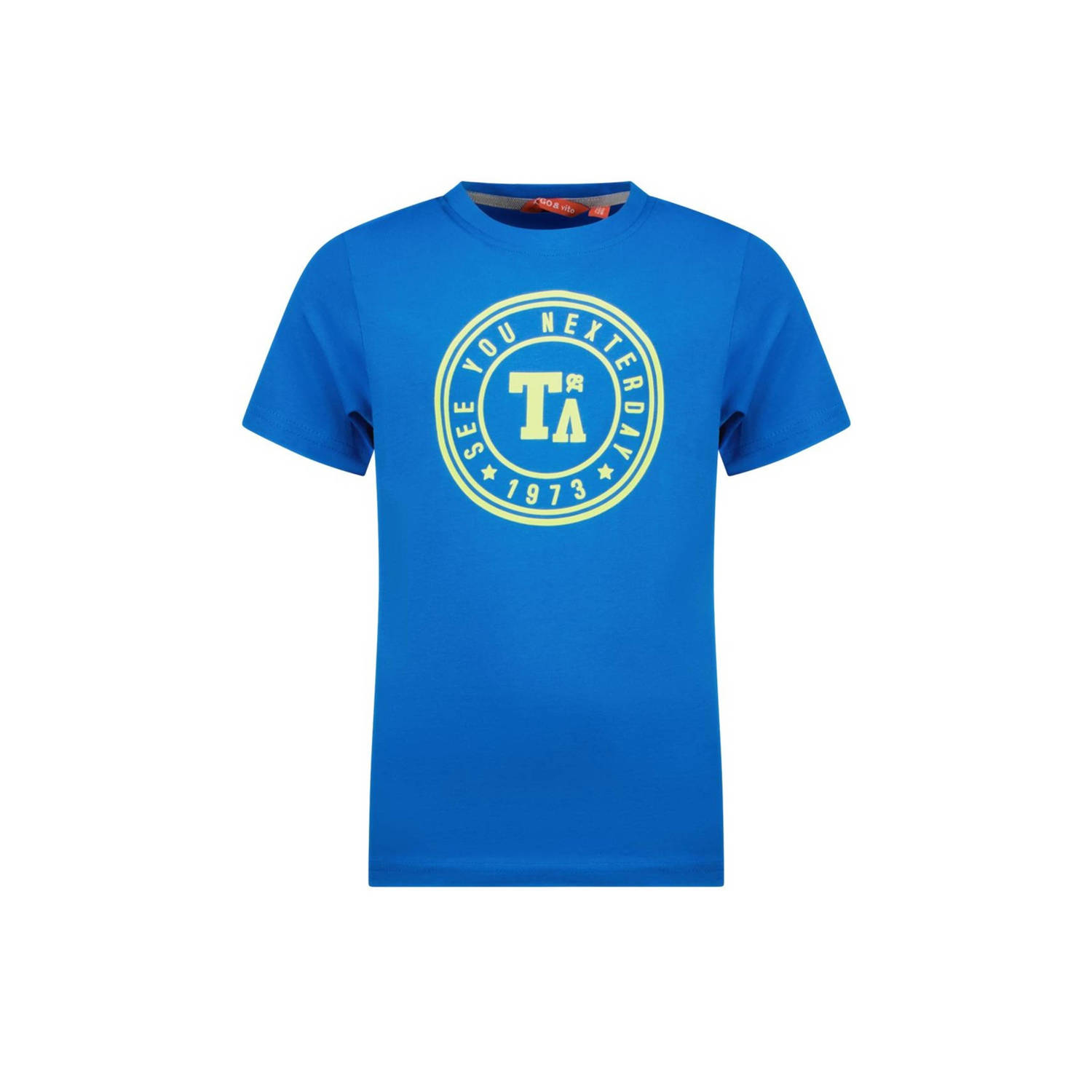 TYGO & vito T-shirt Jaimy met printopdruk hardblauw Jongens Katoen Ronde hals 110 116