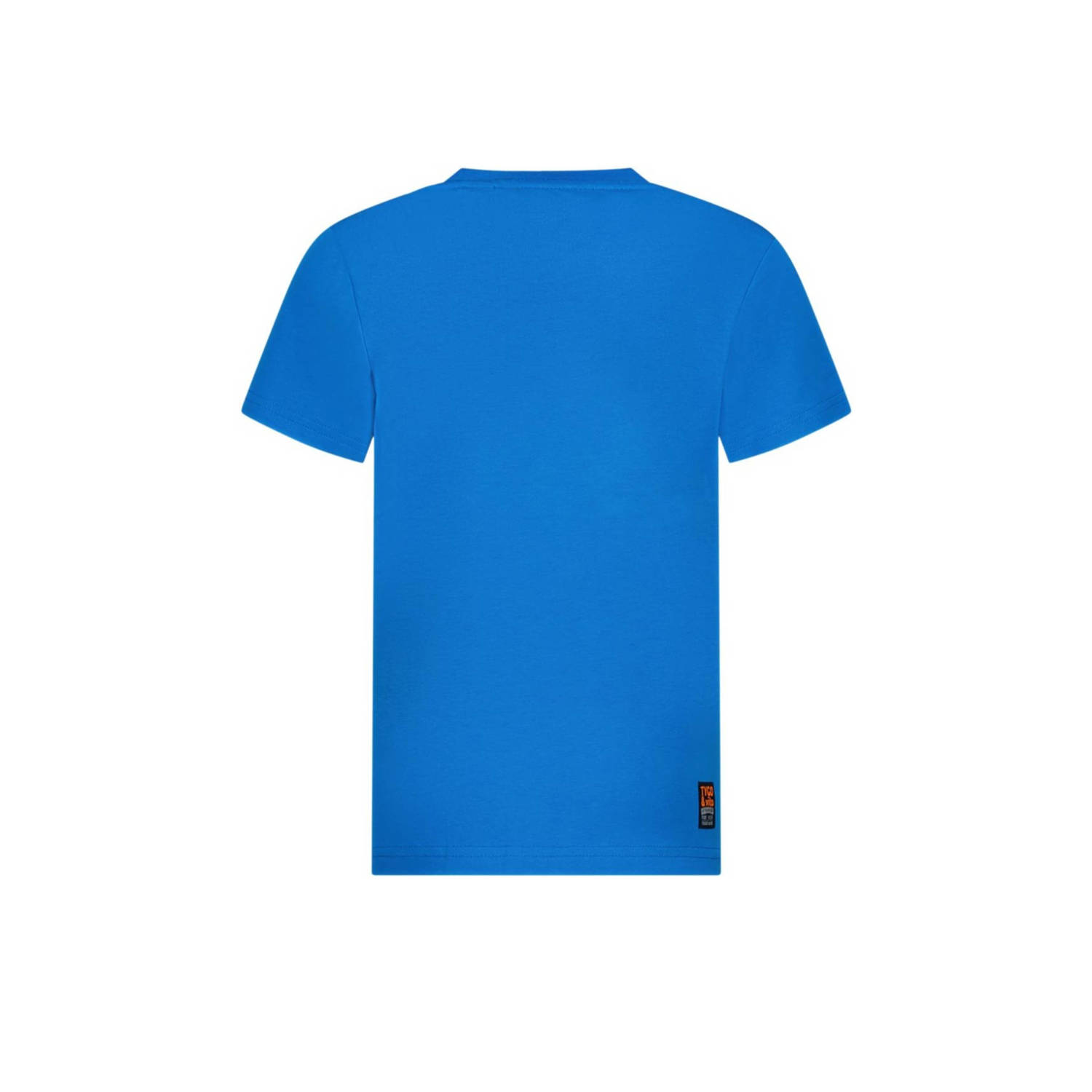 TYGO & vito T-shirt Wessel met contrastbies hardblauw