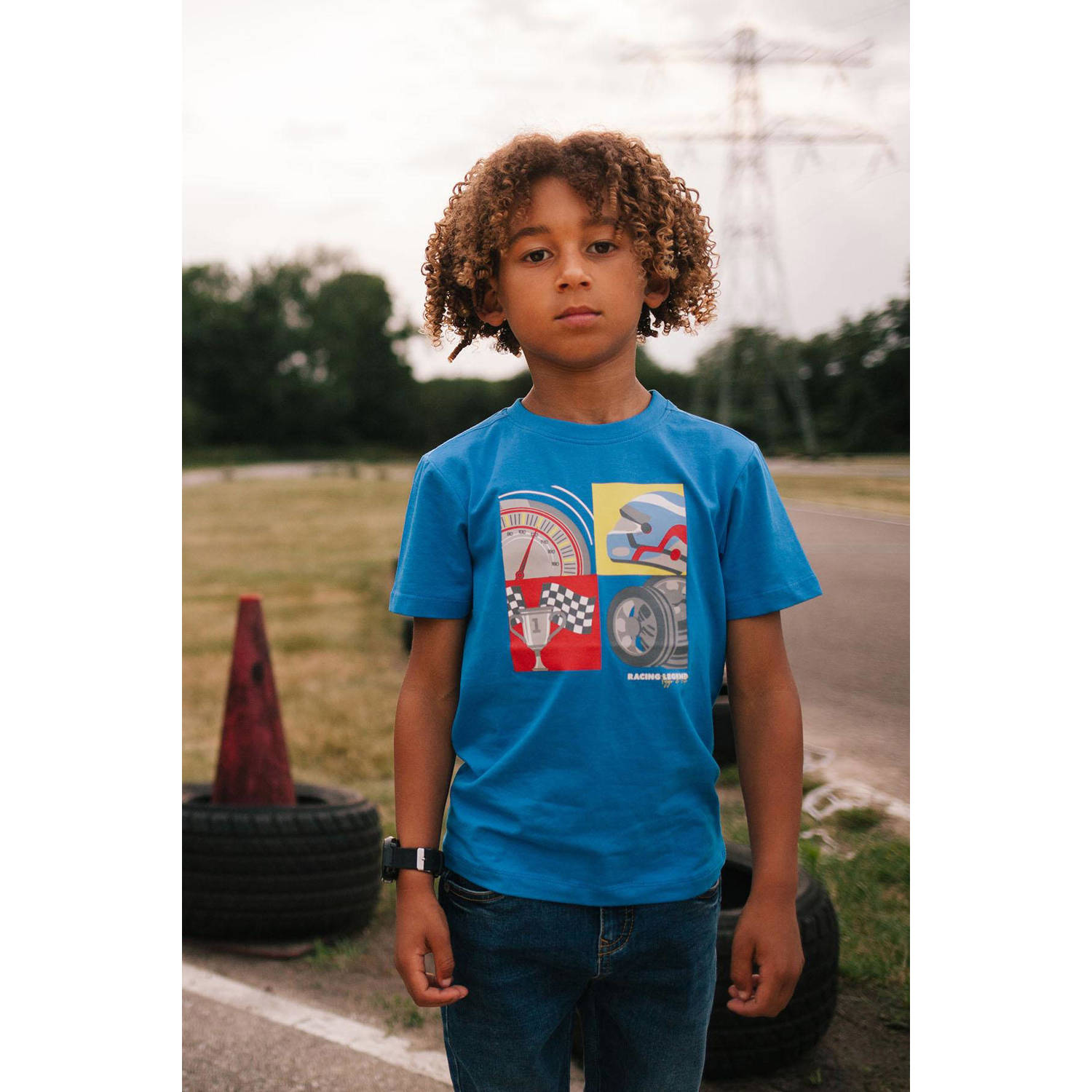 TYGO & vito T-shirt Jo√´l met printopdruk felblauw