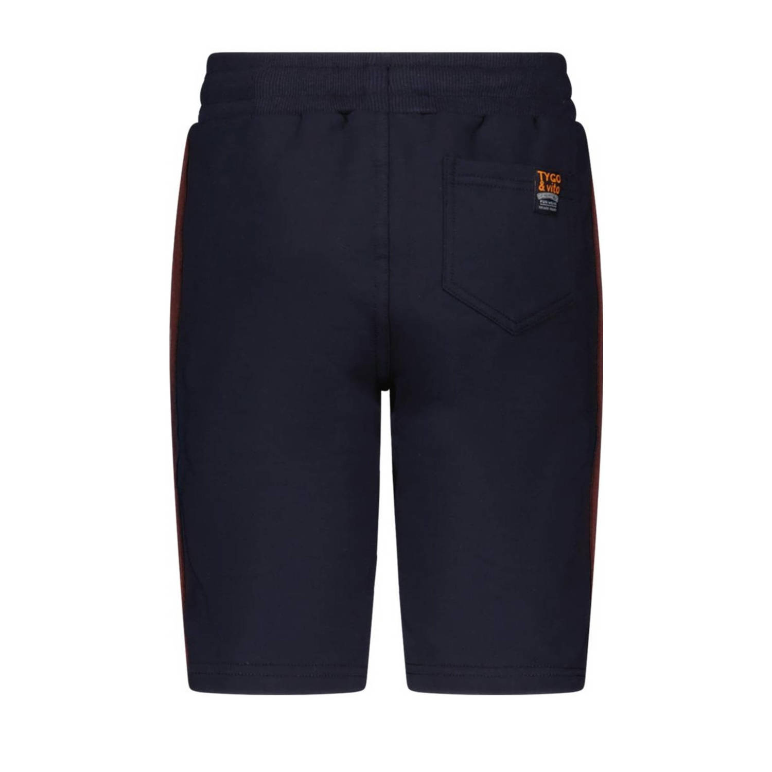 TYGO & vito regular fit sweatshort Bing met zijstreep donkerblauw muticolor