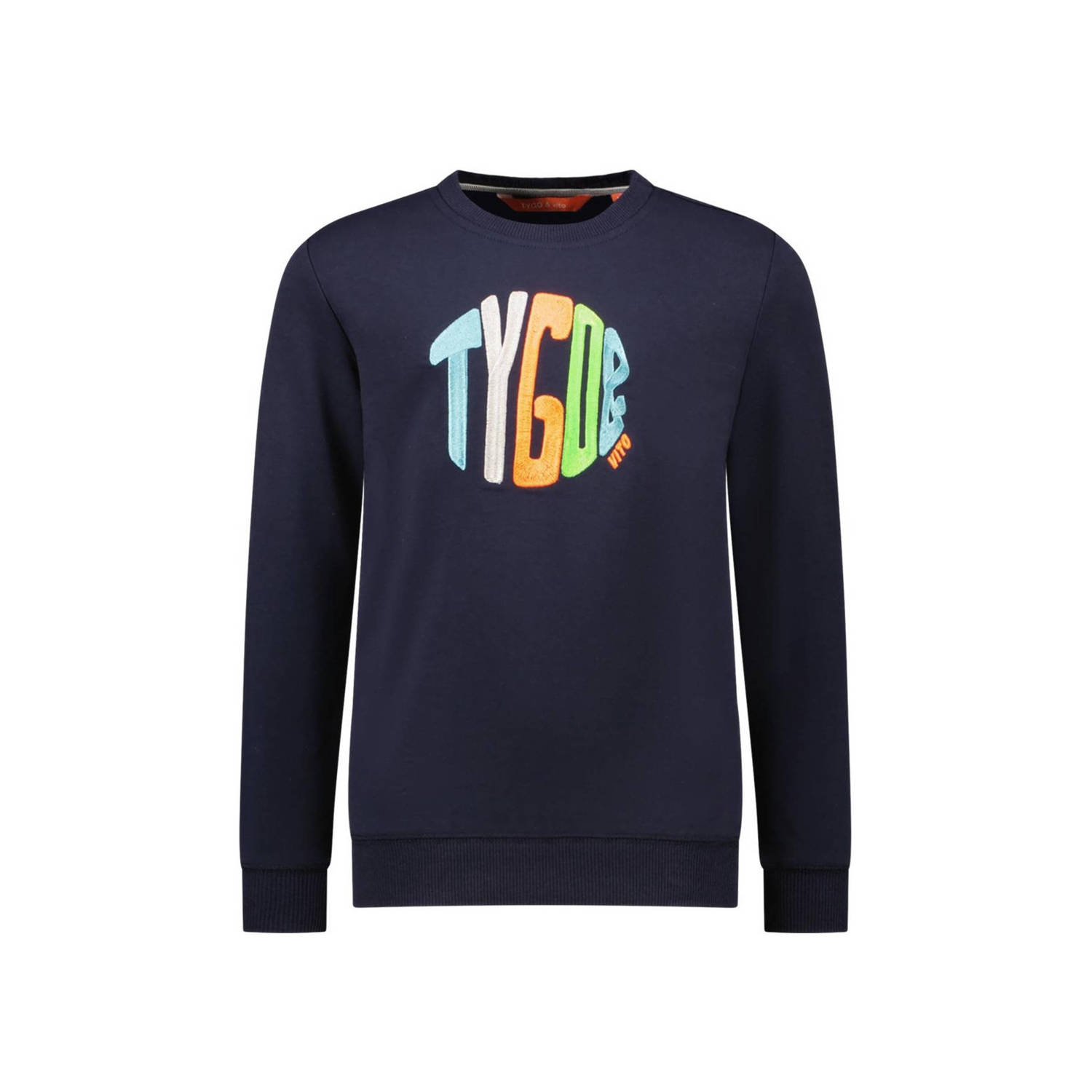 TYGO & vito sweater Sem met logo donkerblauw multi Logo 110 116